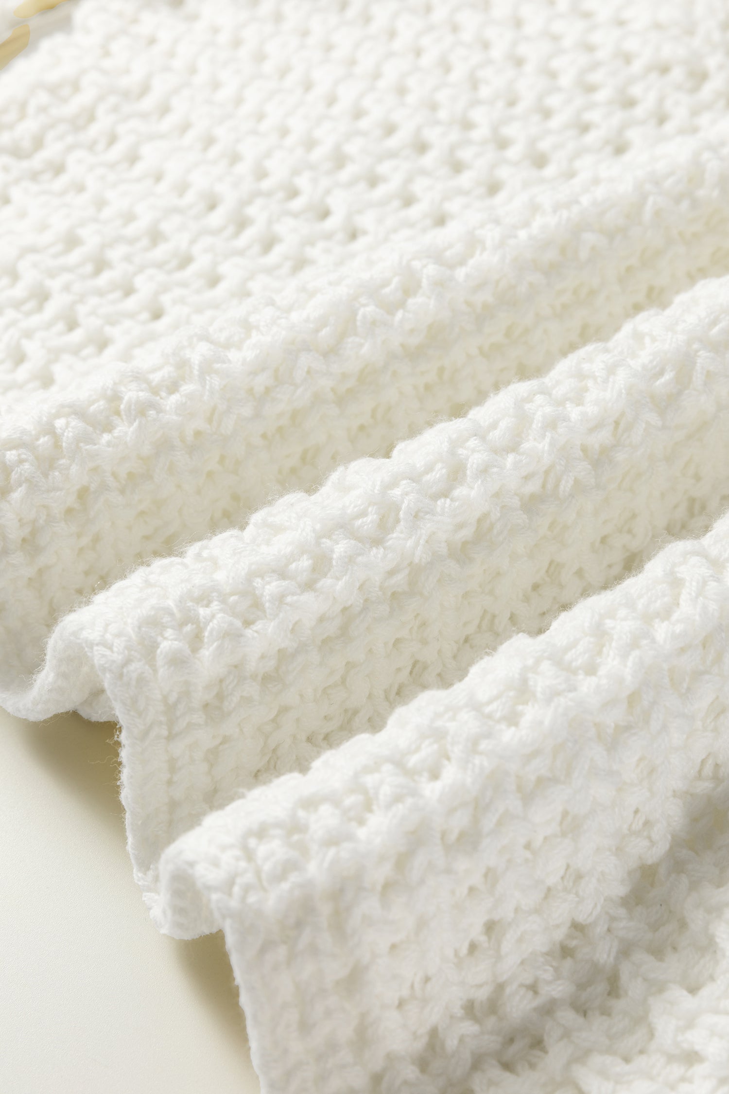 Hollowed Knit Wide Sleeve Pullover Sweater