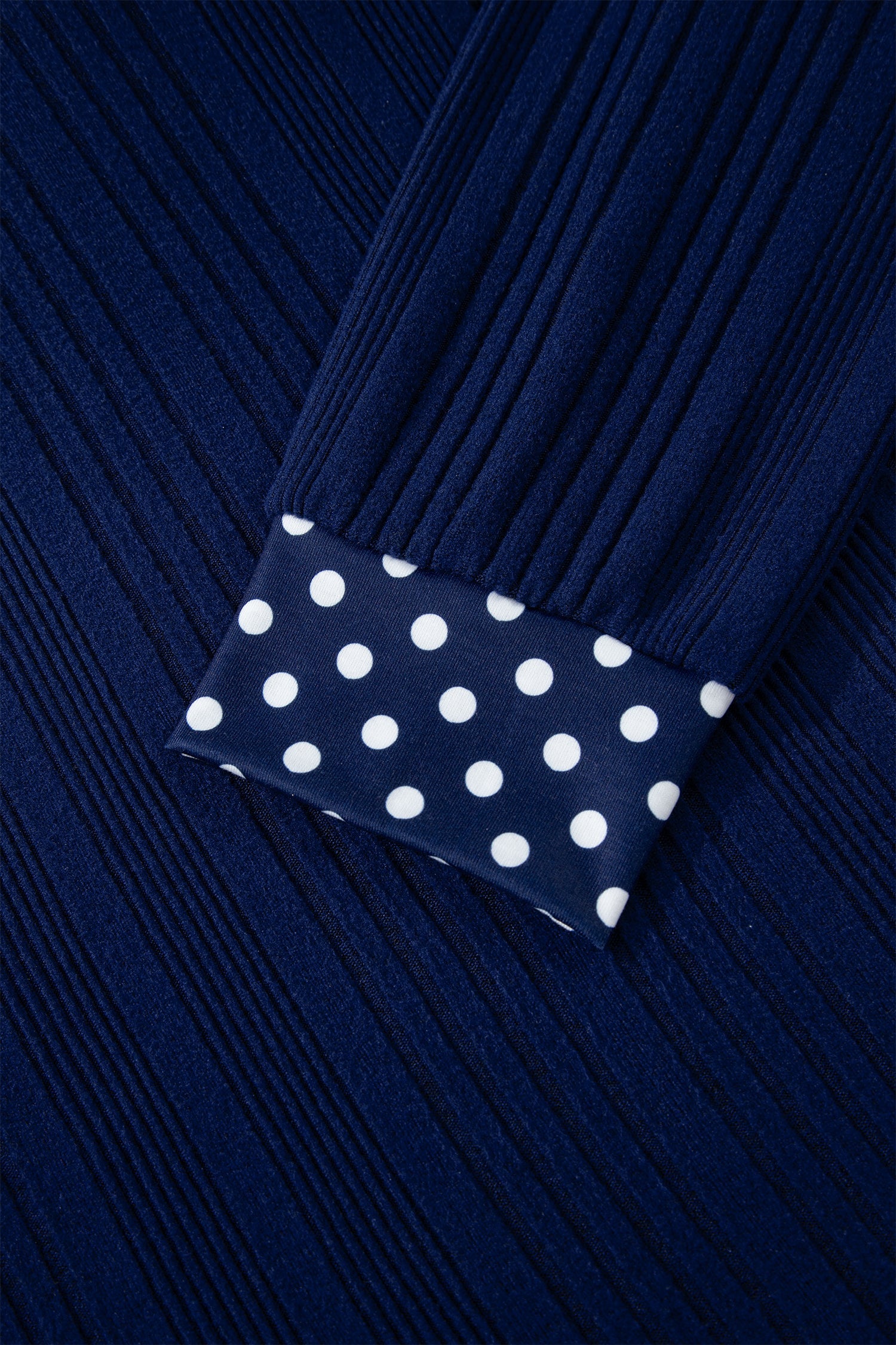 Polka Dot Patchwork Bow Tie V-Neck Top