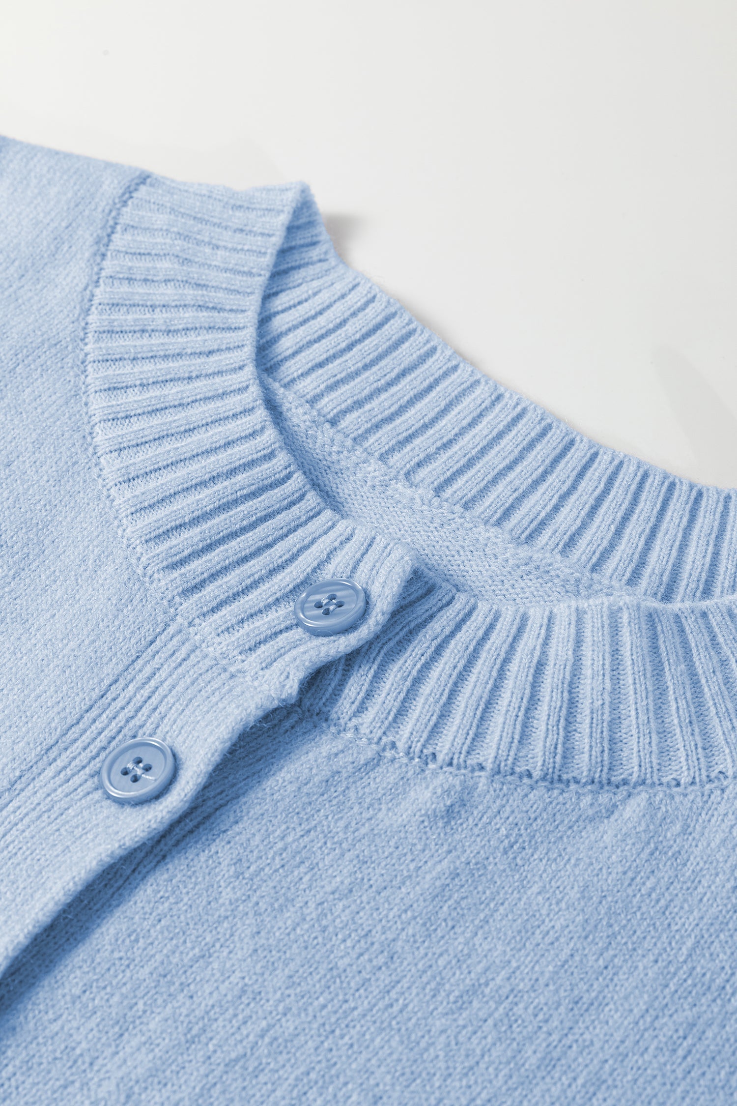 Solid 3/4 Sleeve Boxy Button-Down Cardigan