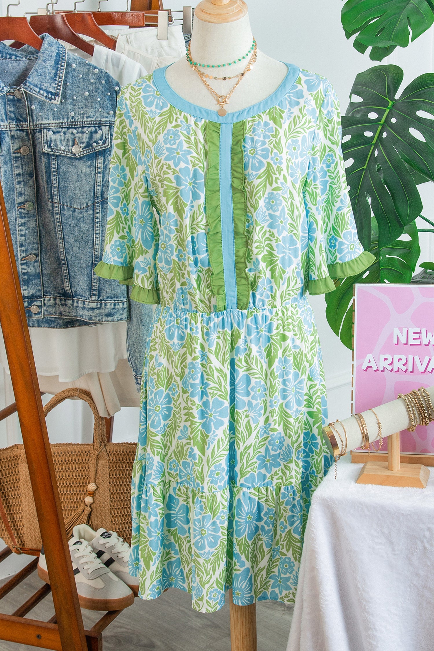 Floral High Waist Ruffle Mini Dress