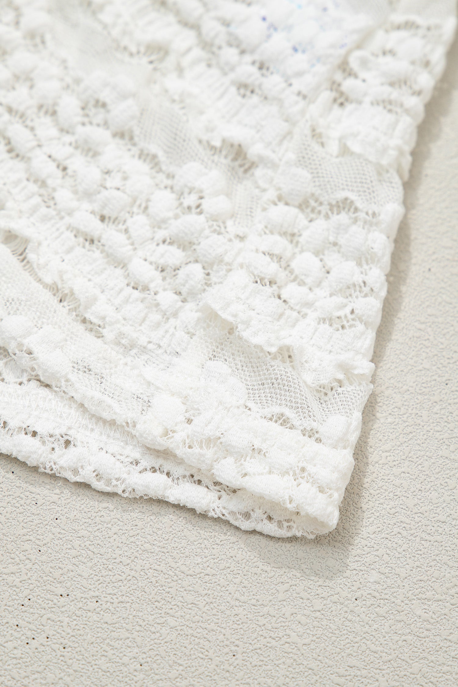 Solid Sheer Lace Short Sleeve Top