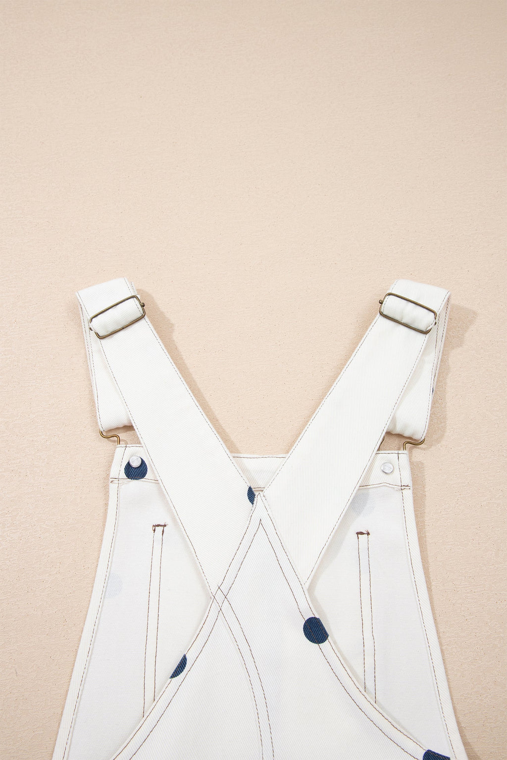 Polka Dot Denim Barrel Leg Overalls Jumpsuit