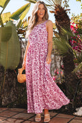 Floral Cutout Back Empire Waist Maxi Dress