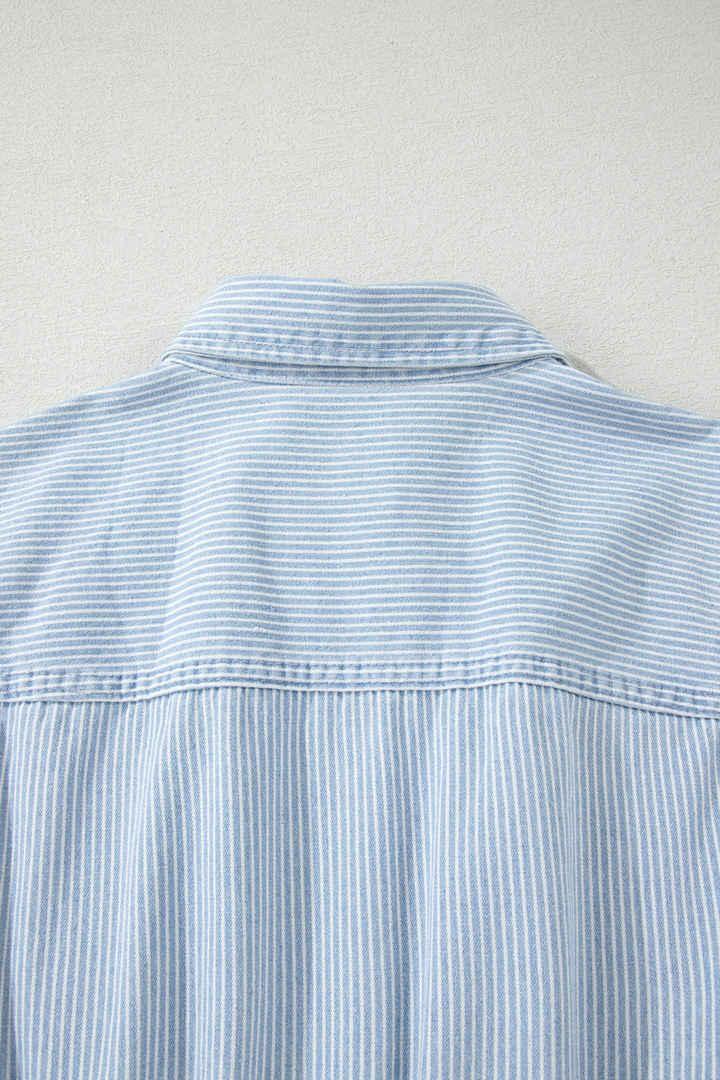 Stripe Denim Collared Button-Front Sleeveless Dress