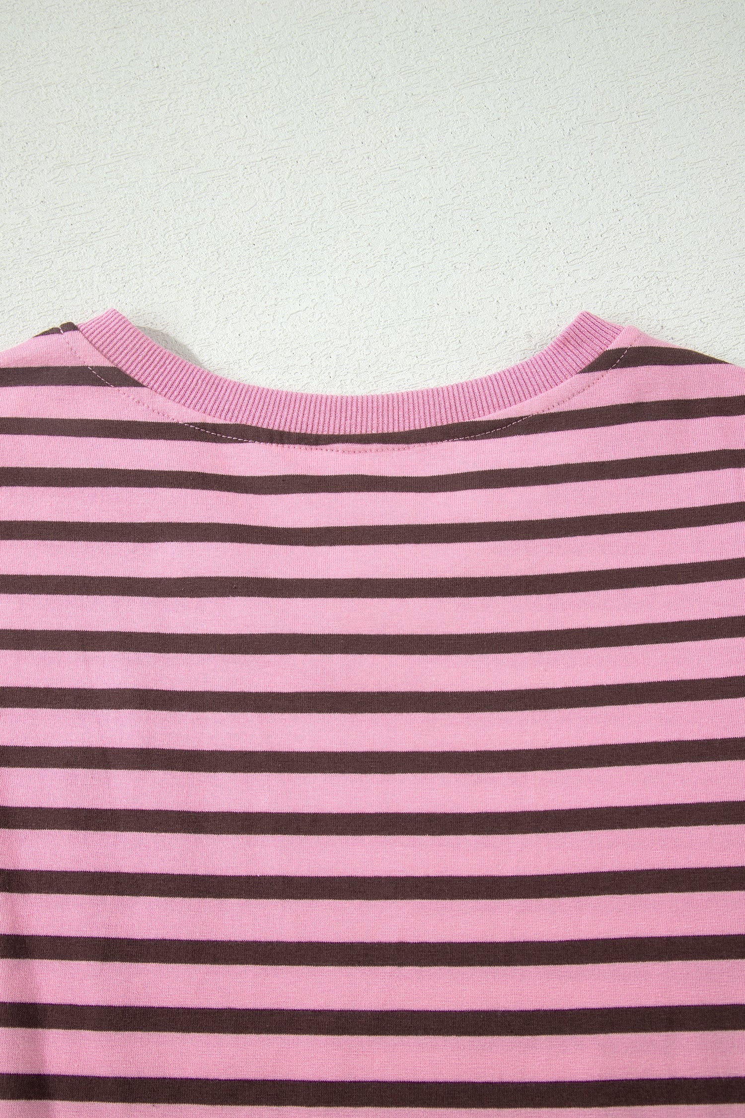 Stripe Ribbed Trim V-Neck Puff Sleeve Top