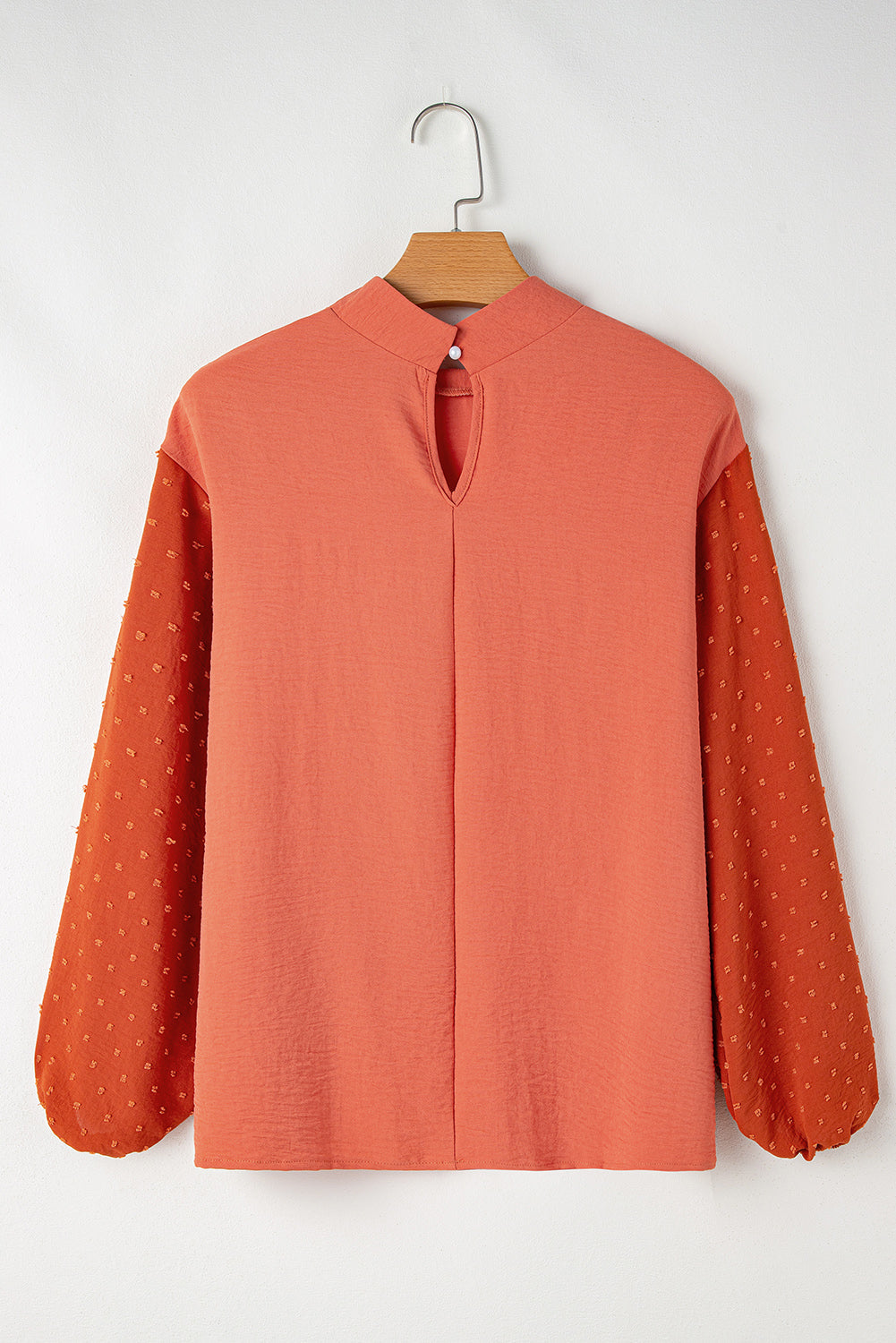 Solid Swiss Dot Balloon Sleeve Blouse
