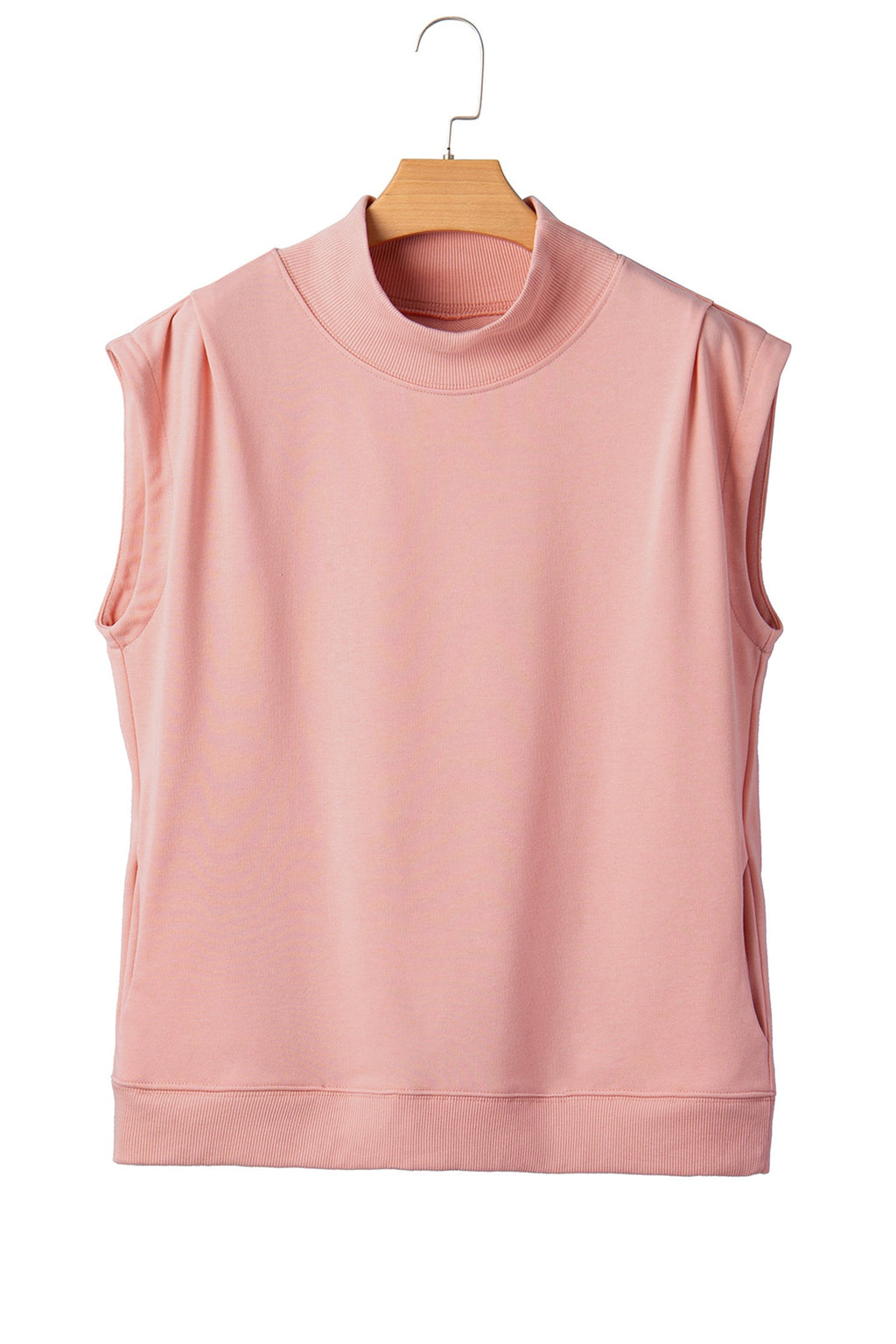 Solid Mock Neck Cap Sleeve Oversized Top
