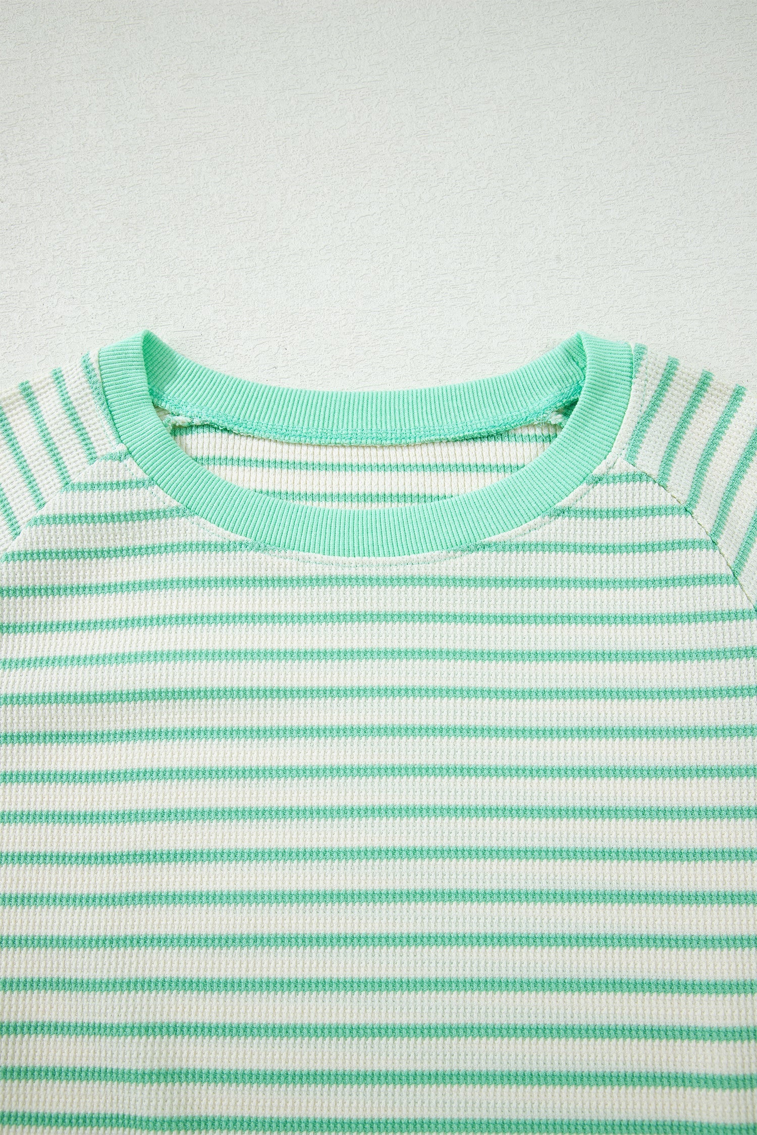 Stripe Colorblock Trim Round Neck Short Sleeve Tee