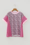 Leopard Patchwork Short Sleeve Loose Top