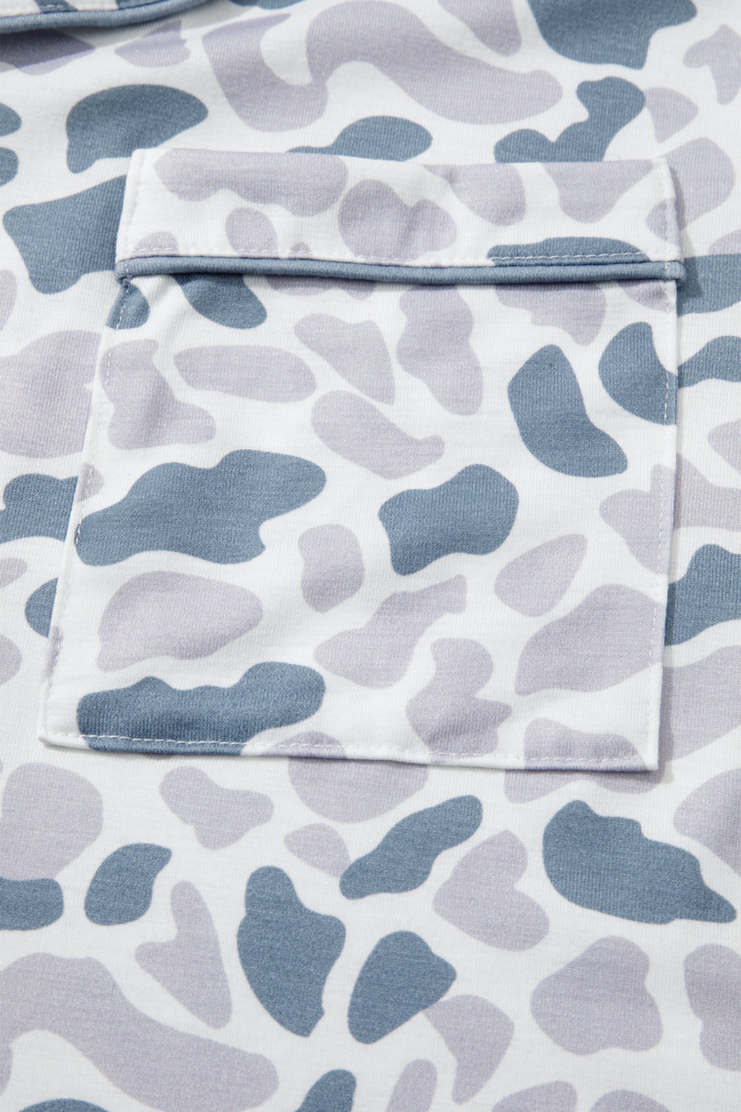 Camo Lapel Shirt & Drawstring Shorts Pajama Set