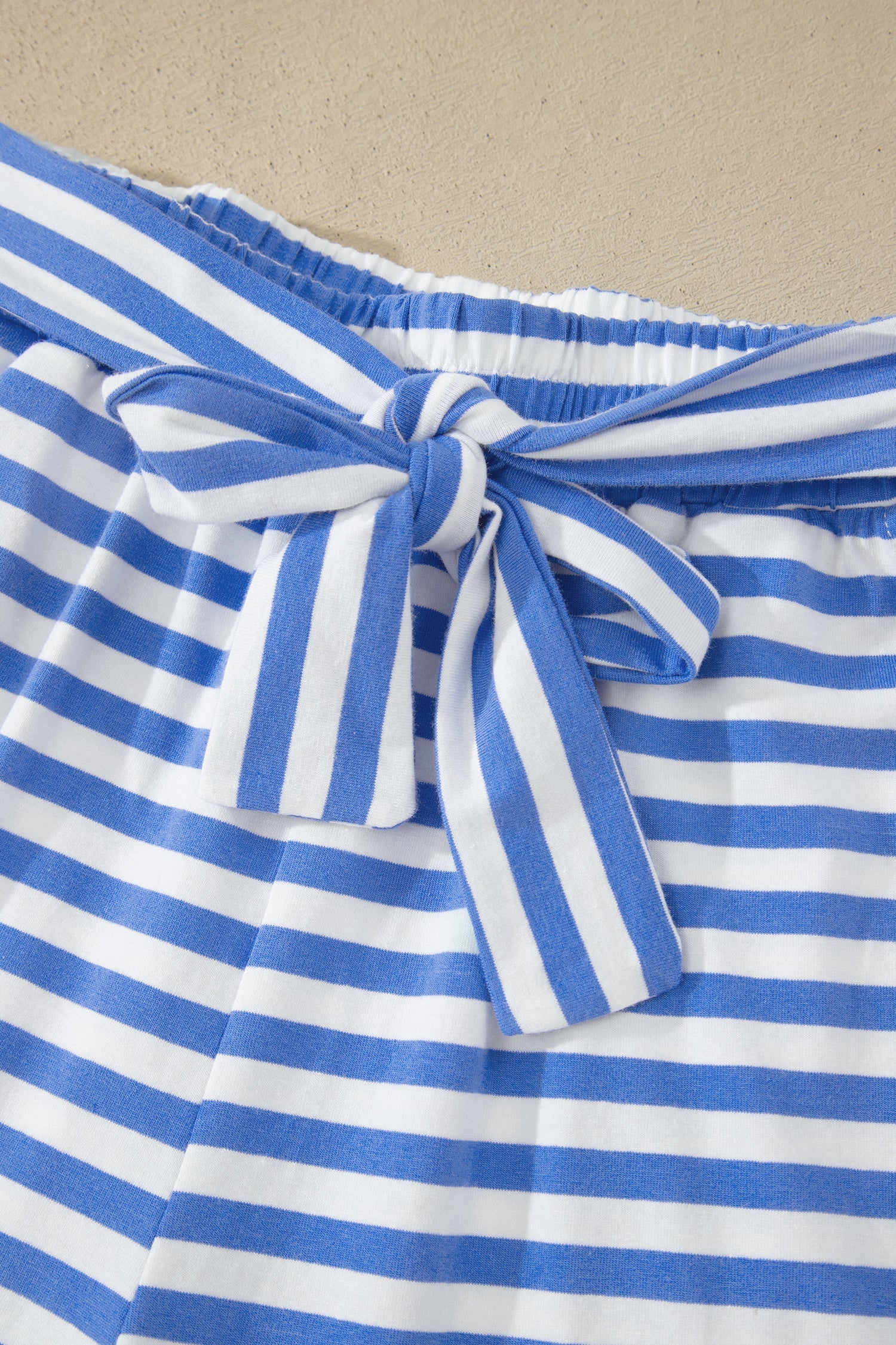 Stripe Crewneck Tee & Tie Waist Shorts Set