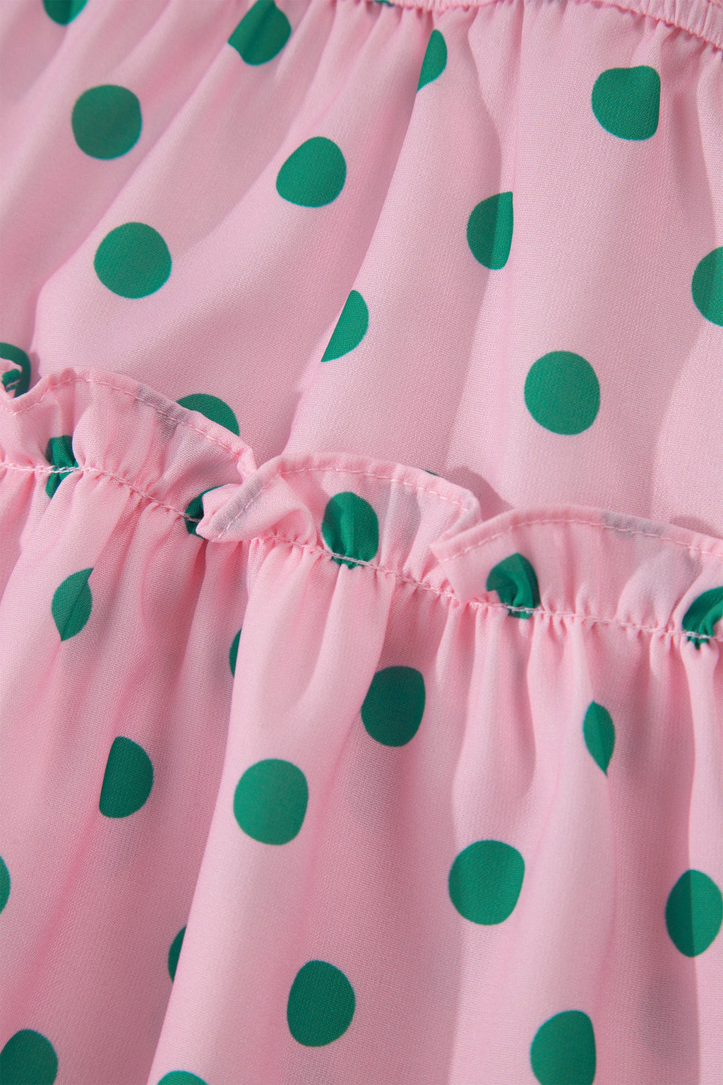 Polka Dot V-Neck Ruffle Tiered Babydoll Blouse