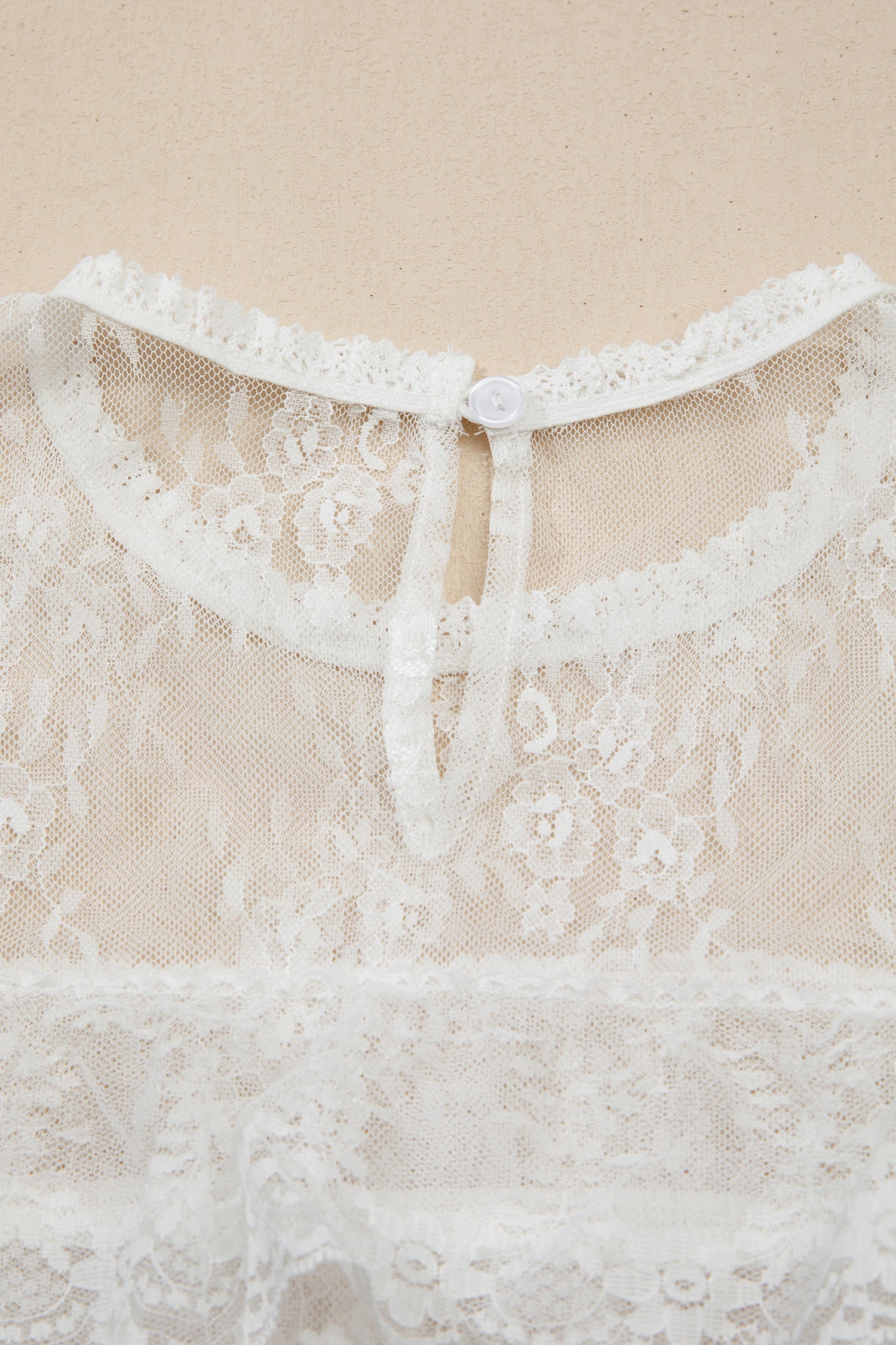 Sheer Floral Lace Ruffle Tiered Blouse & Cami