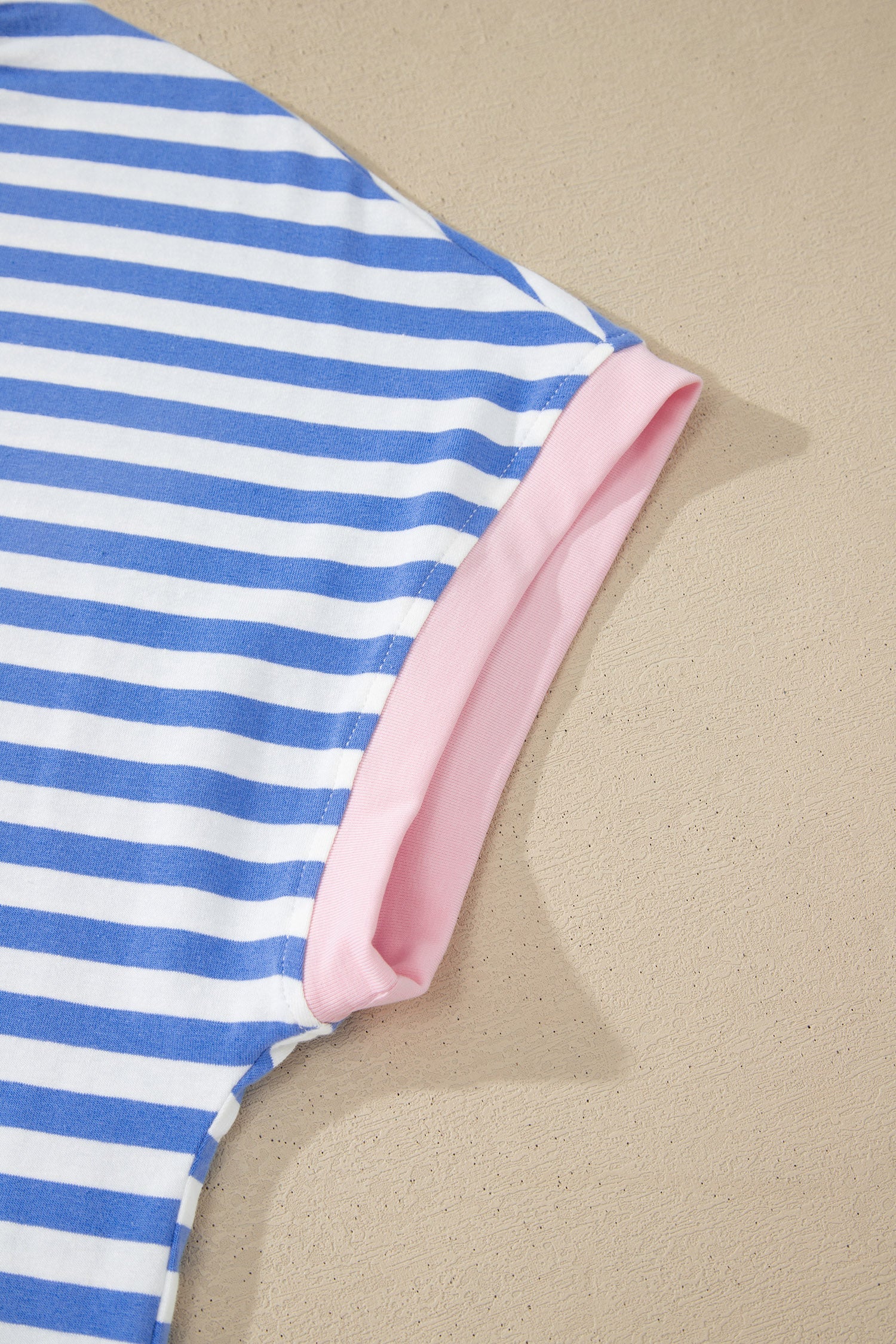 Stripe Crewneck Tee & Tie Waist Shorts Set