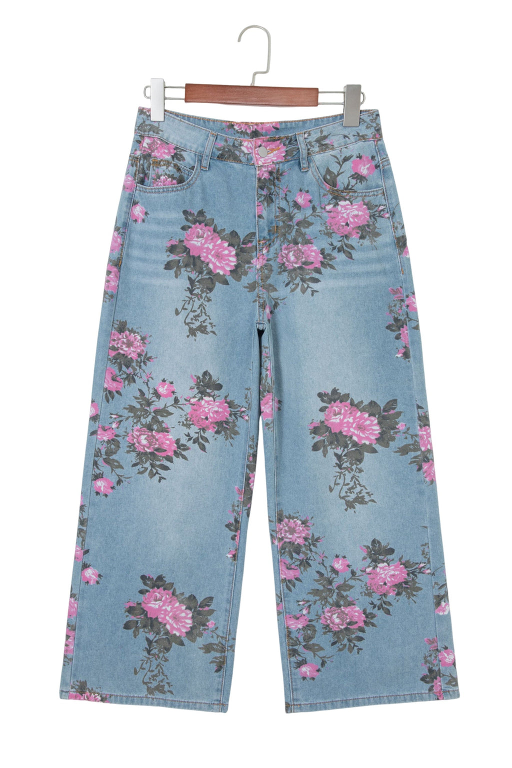 Floral Denim Wide Leg Jeans