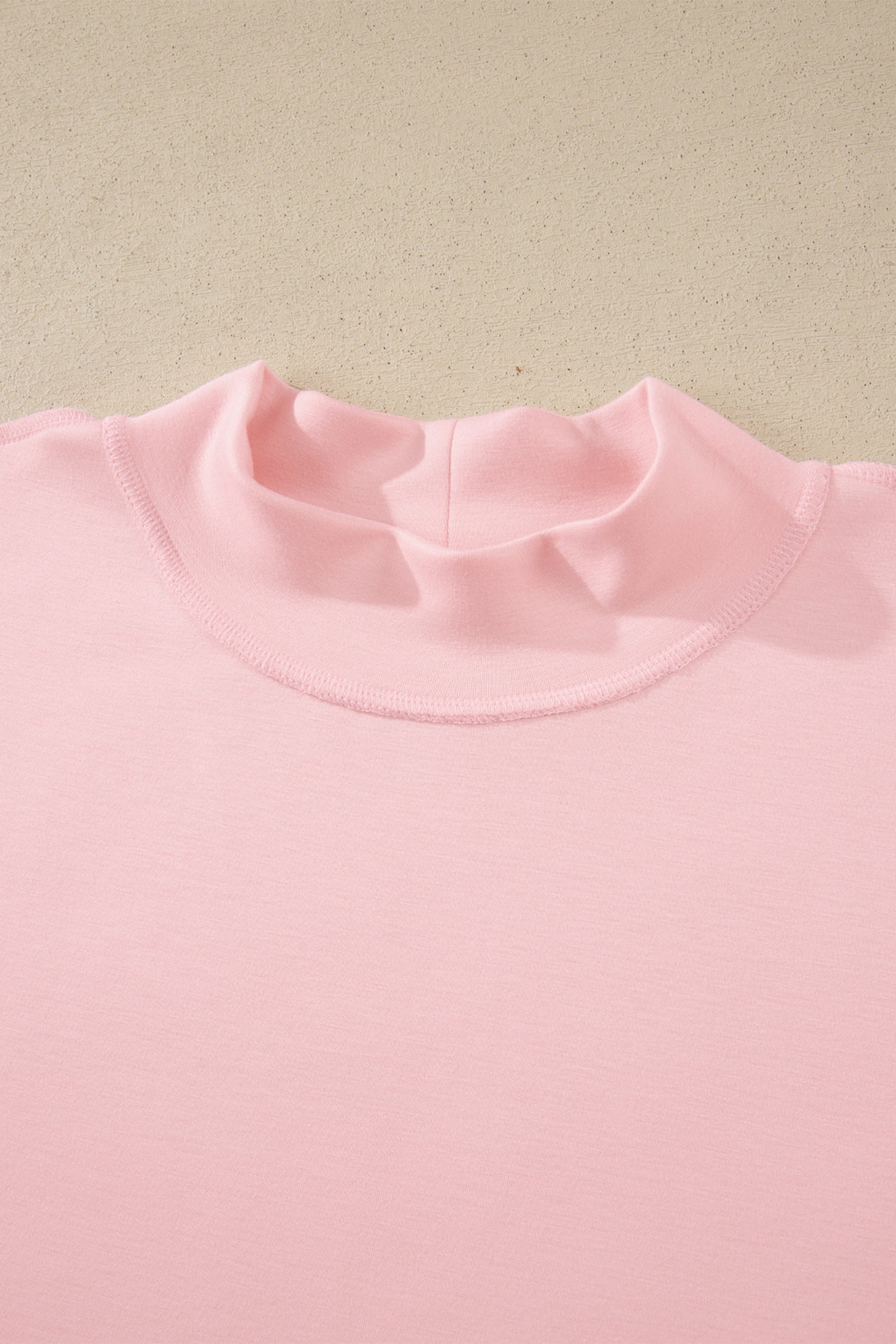 Solid Exposed Seam Mock Neck Tee & Shorts Set