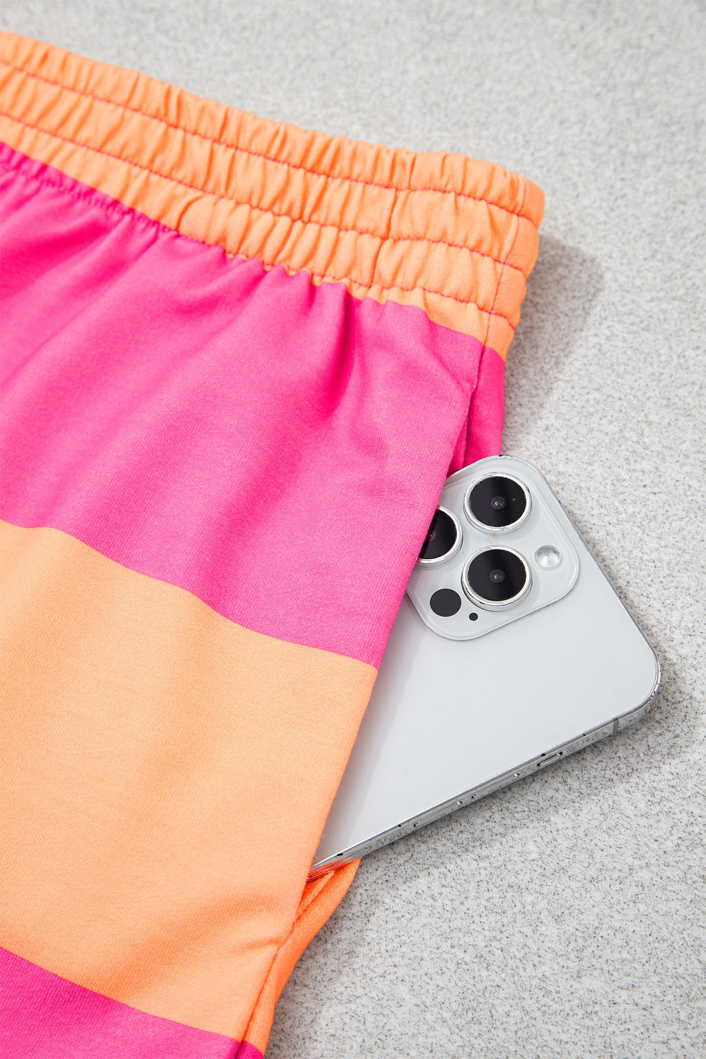 Stripe Half Zip Tee & Elastic Shorts Set