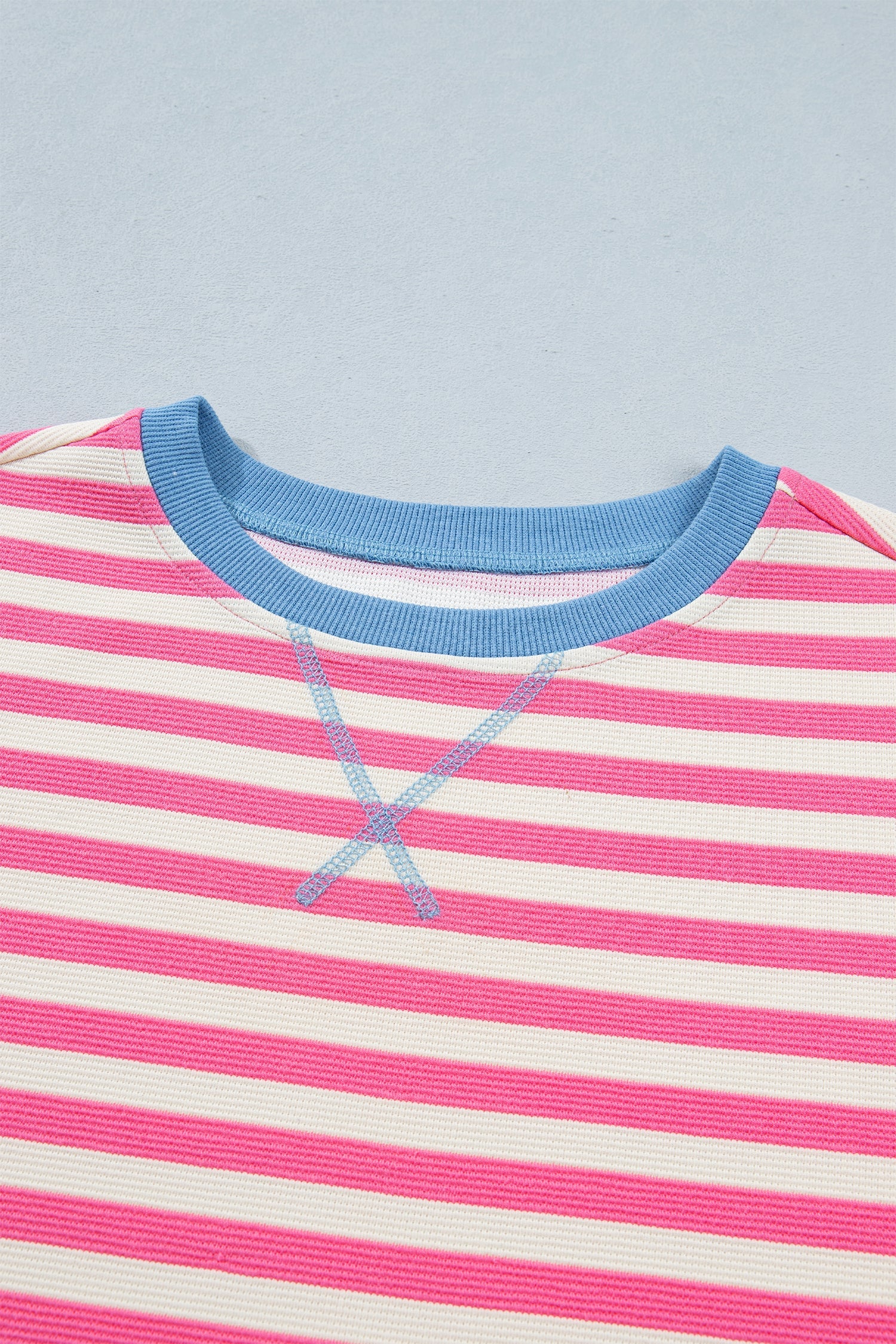 Stripe Contrast Patchwork Short Sleeve Tee
