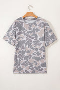 Camo Round Neck Short Sleeve T-Shirt
