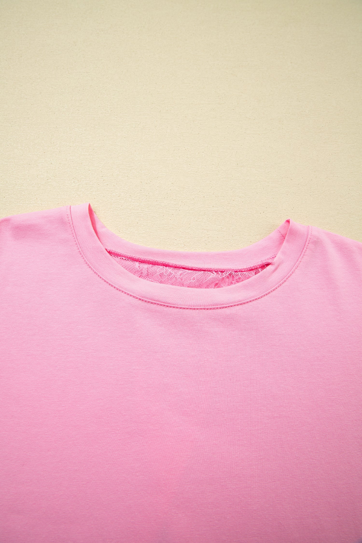 Floral Eyelash Lace Patchwork 3/4 Sleeve Tee
