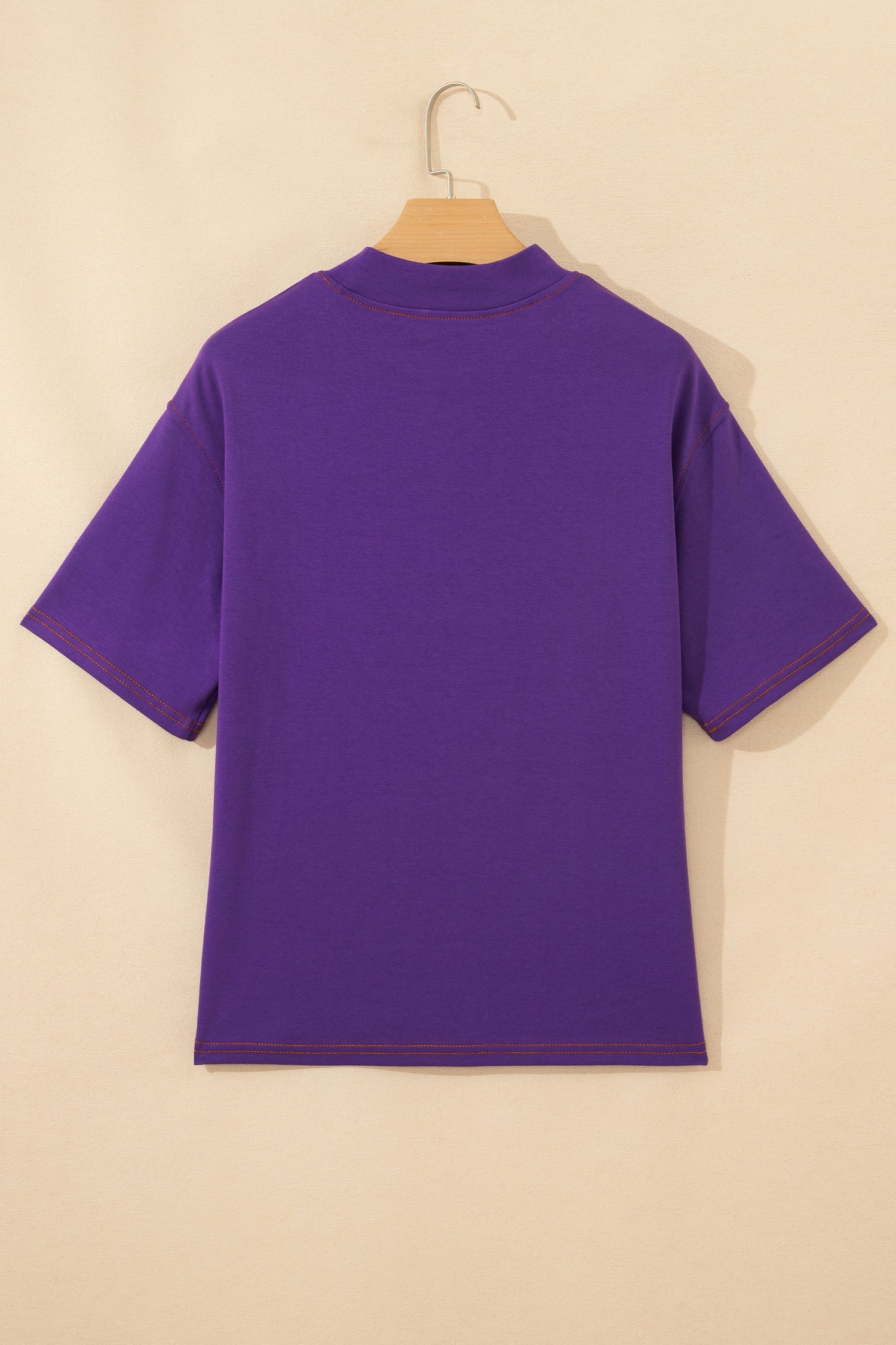 Reversible Contrast Stitching Mock Neck T-Shirt