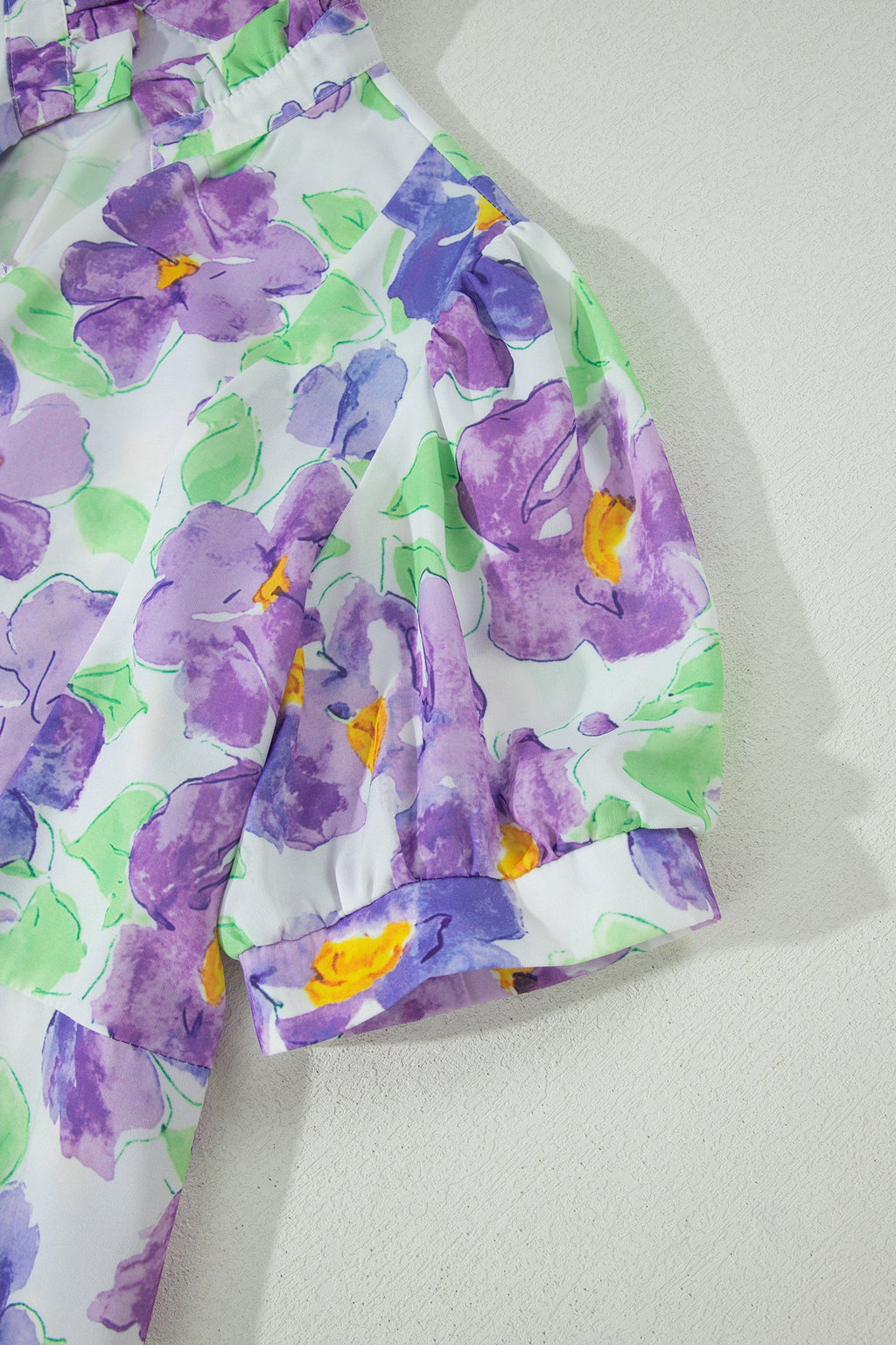 Floral Collared V-Neck Tiered Ruffle Mini Dress