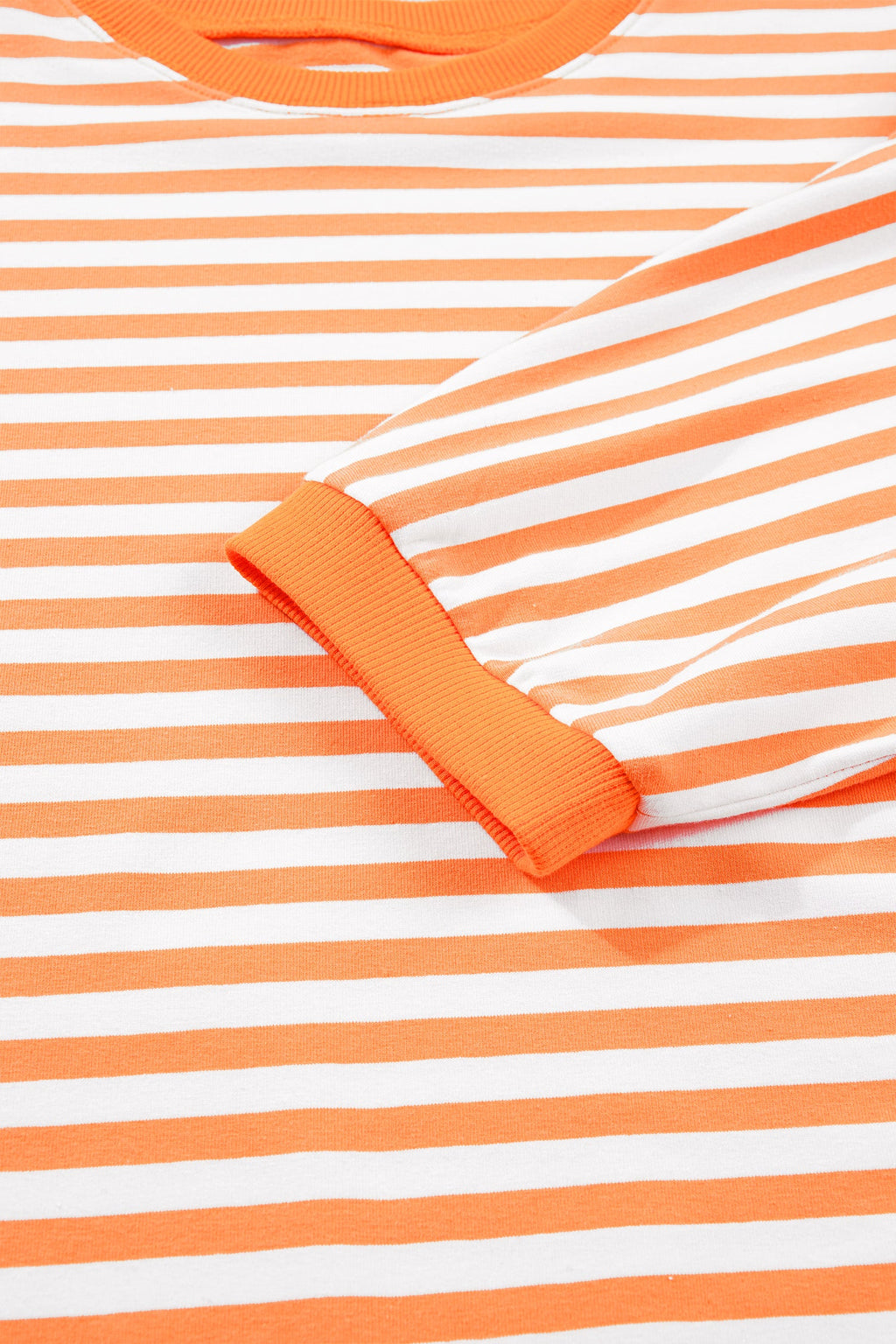 Stripe 3/4 Sleeve Exposed Seam Pullover Top