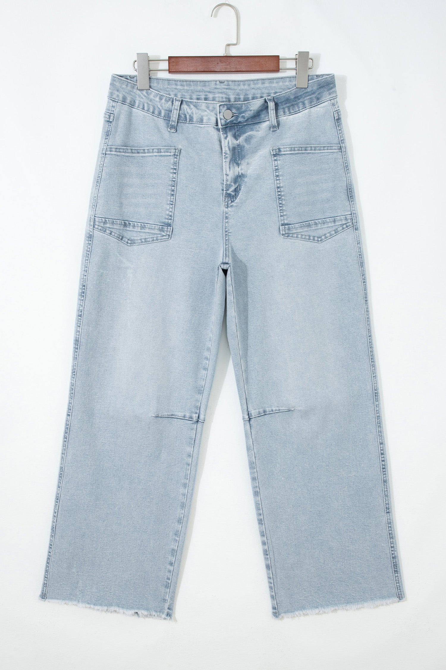 Frayed Hem Cropped Straight Leg Jeans