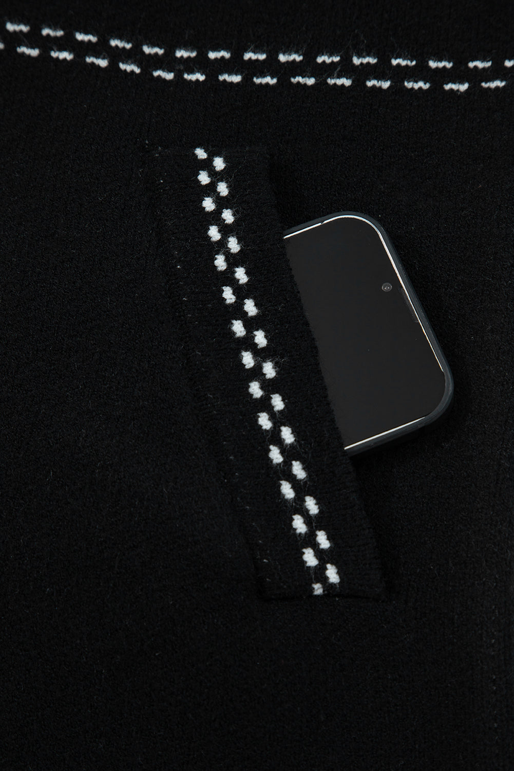 Contrast Trim Button-Up Sweater Cardigan