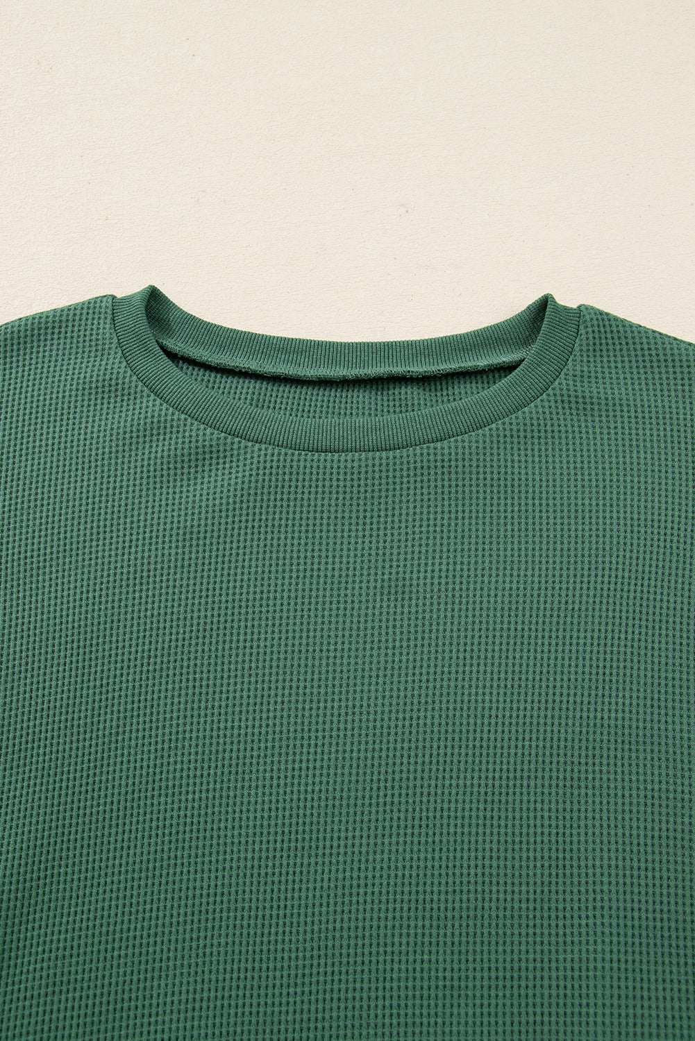 Solid Ribbed Raw Seam Patchwork Drop Shoulder Sweatshirt