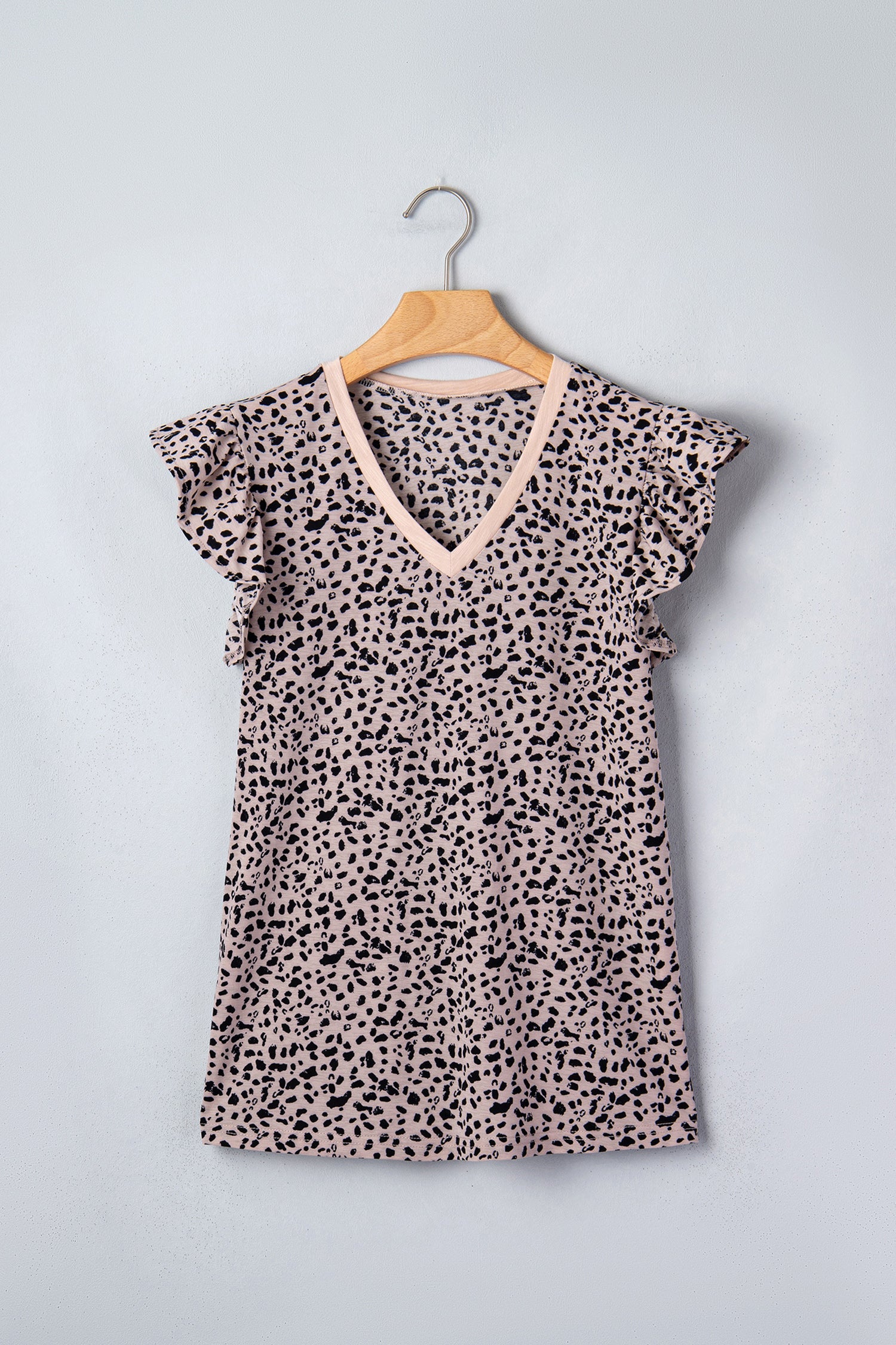 Cheetah V-Neck Ruffle Trim Tank Top