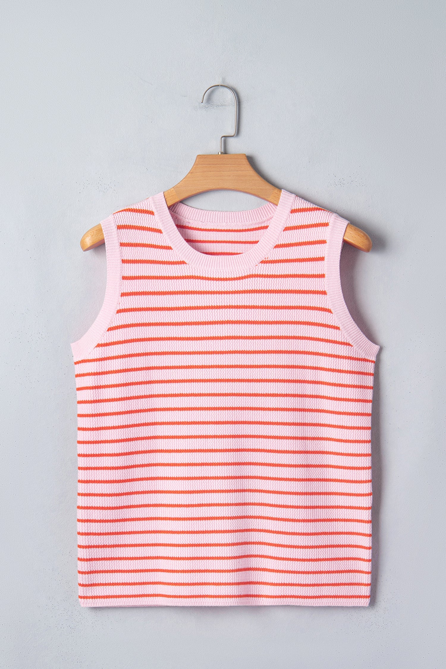 Stripe Textured Knit Sleeveless Sweater Top
