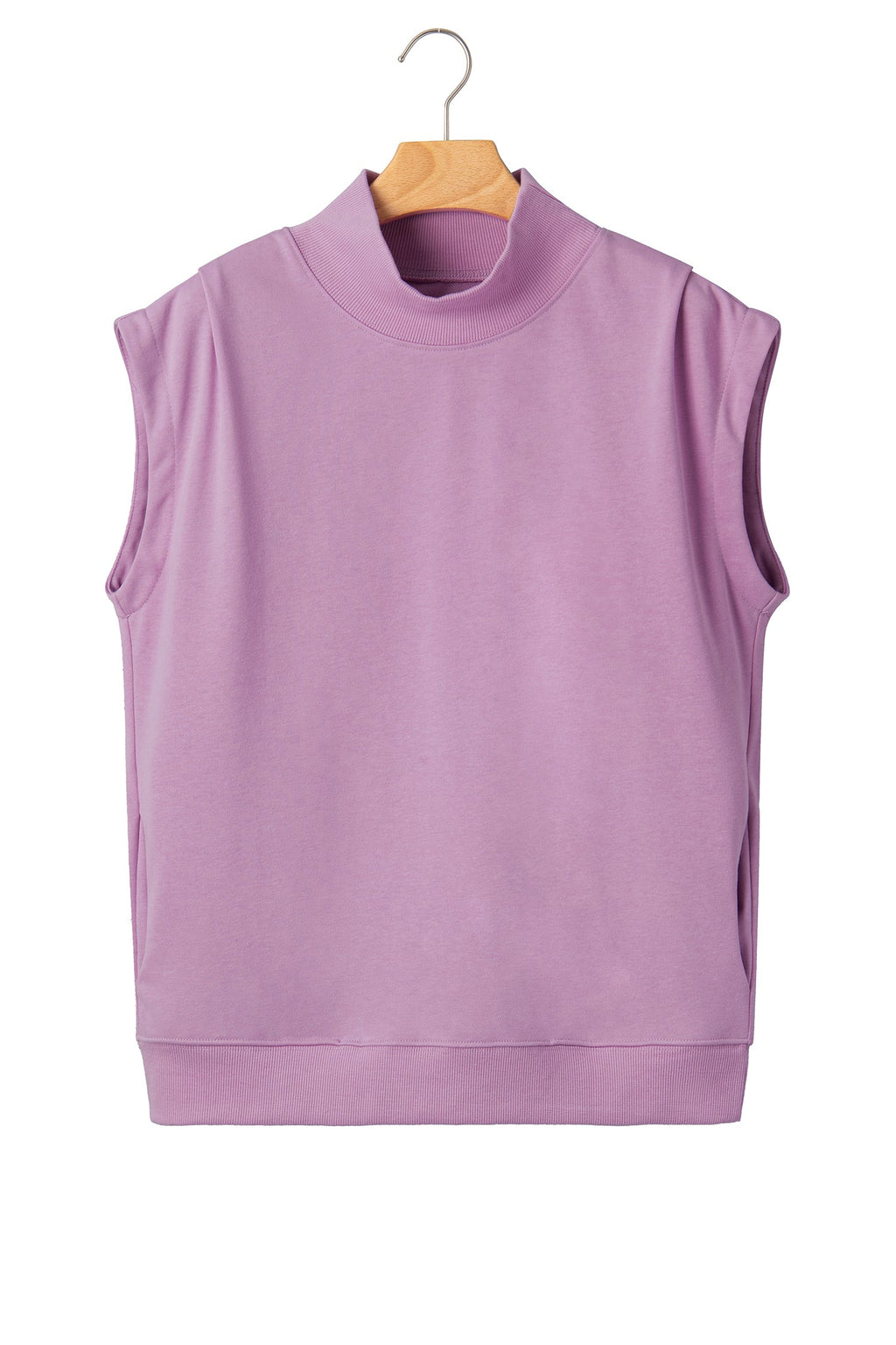 Solid Mock Neck Cap Sleeve Oversized Top