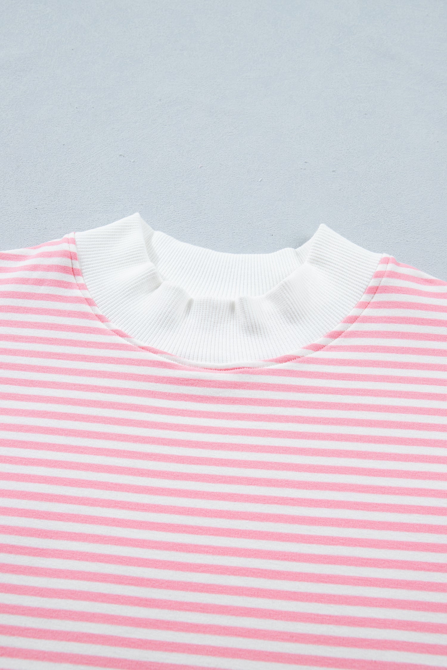 Stripe Contrast Mock Neck Tee & Shorts Set