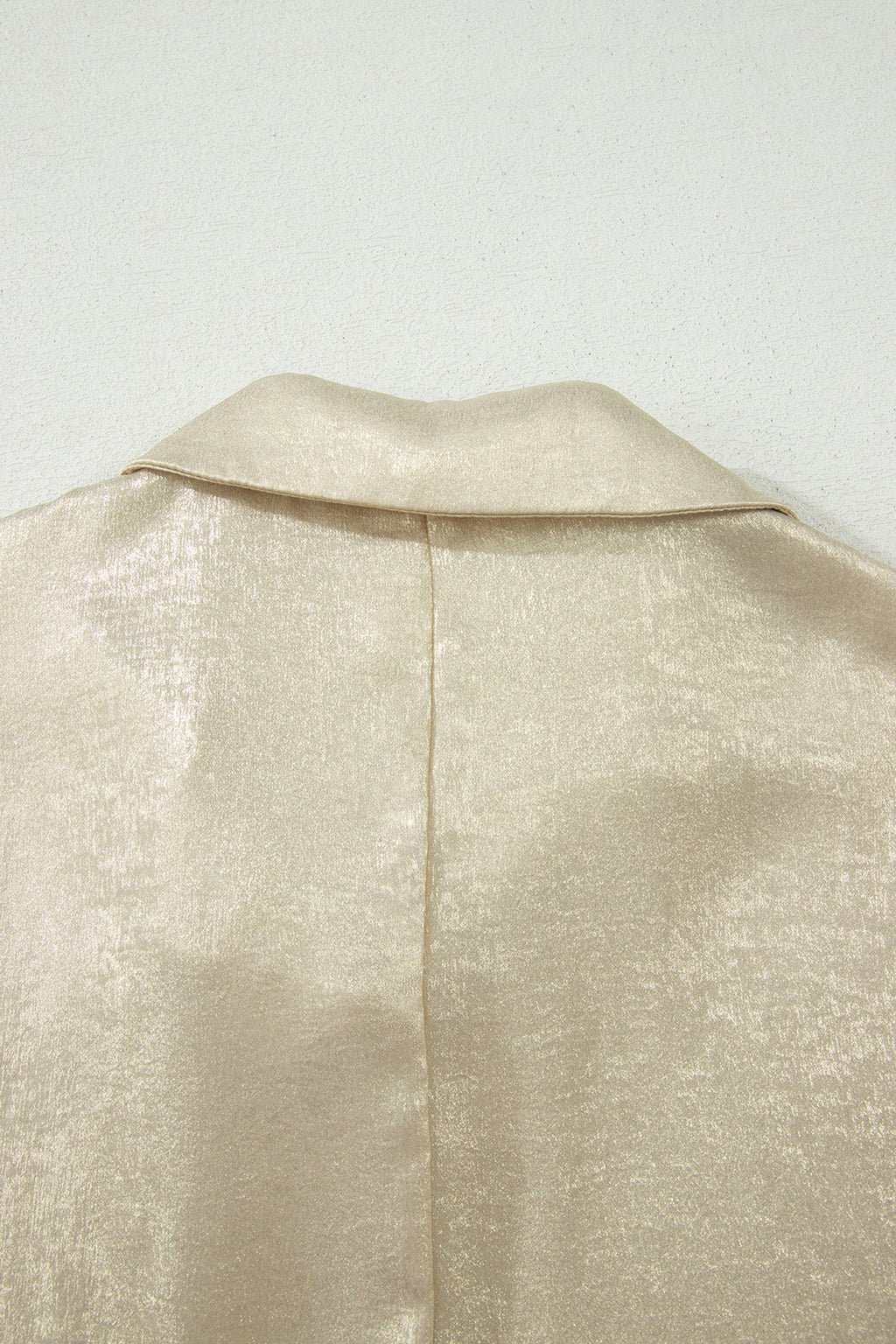 Metallic Collared V-Neck 3/4 Sleeve Top