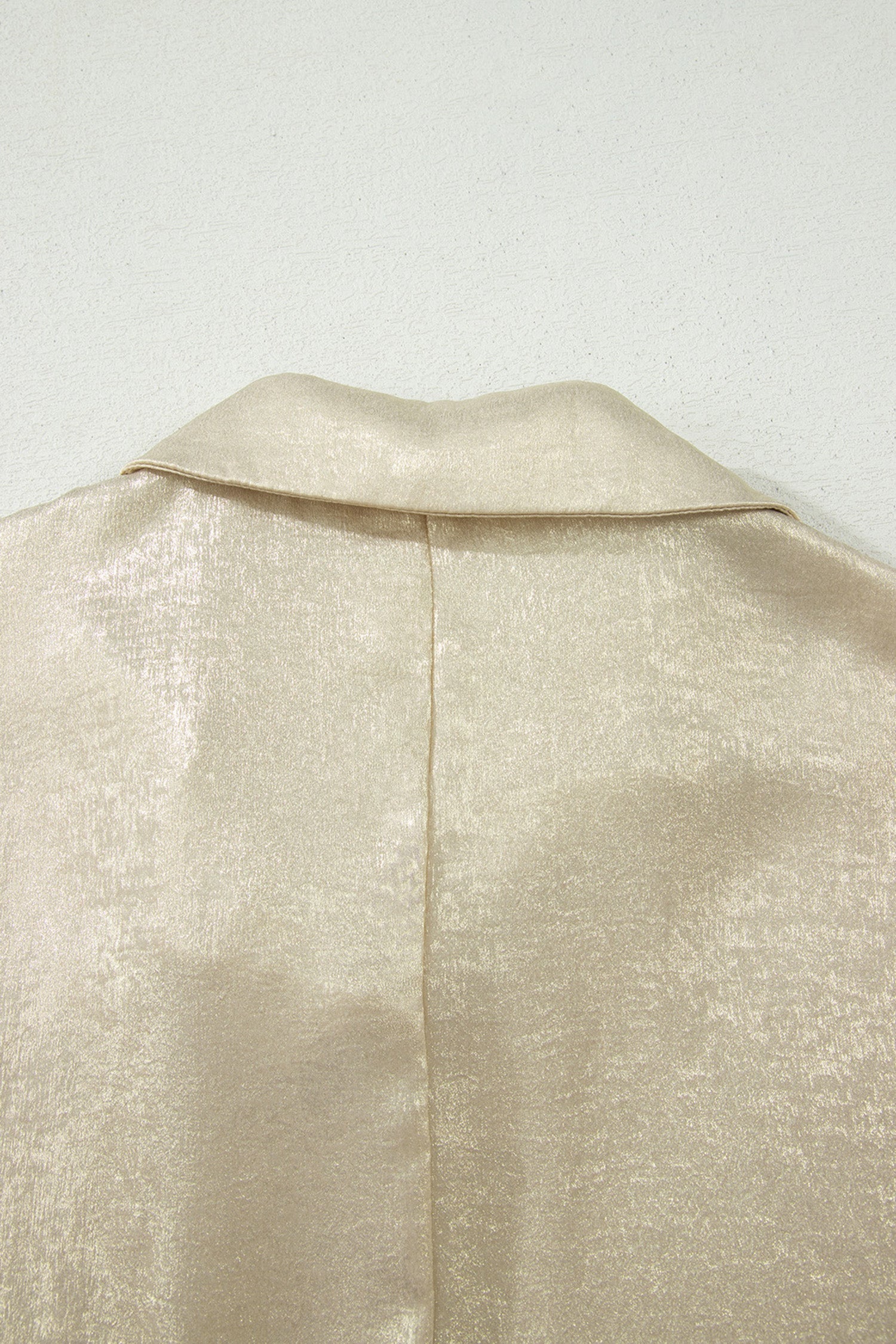 Metallic Collared V-Neck 3/4 Sleeve Top