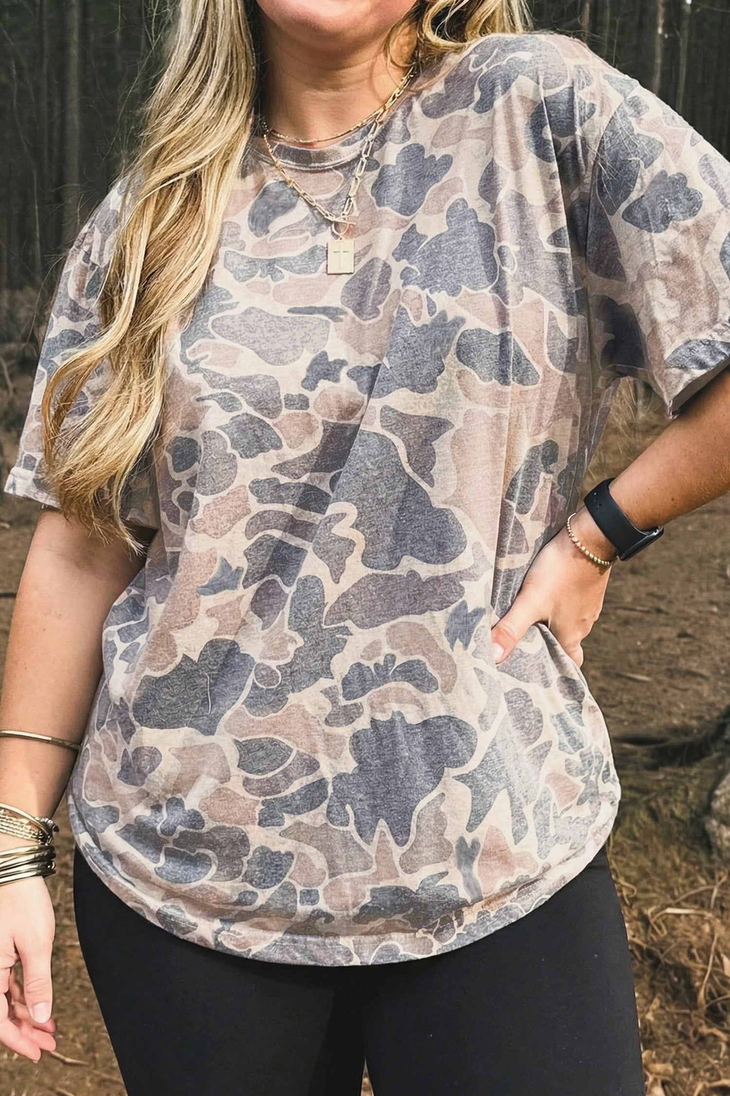 Plus Size Camo Short Sleeve T-Shirt