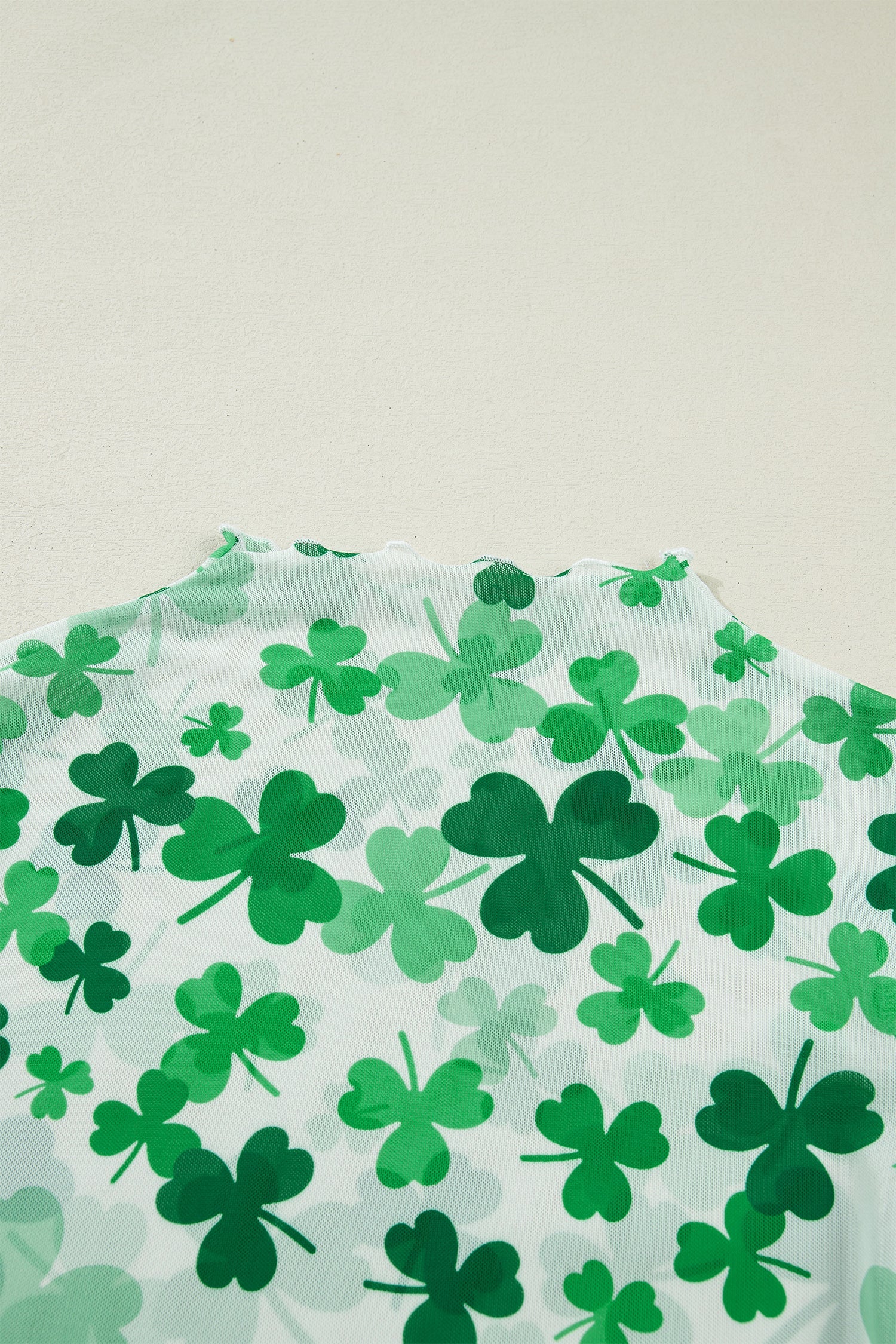 St Patrick Shamrock Lettuce Trim Mock Neck Top