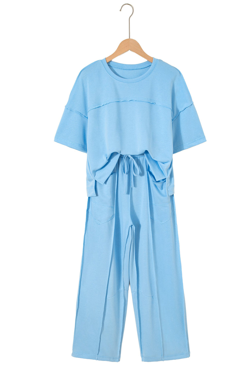 Solid Drop Shoulder Boxy Tee & Barrel Pants Set