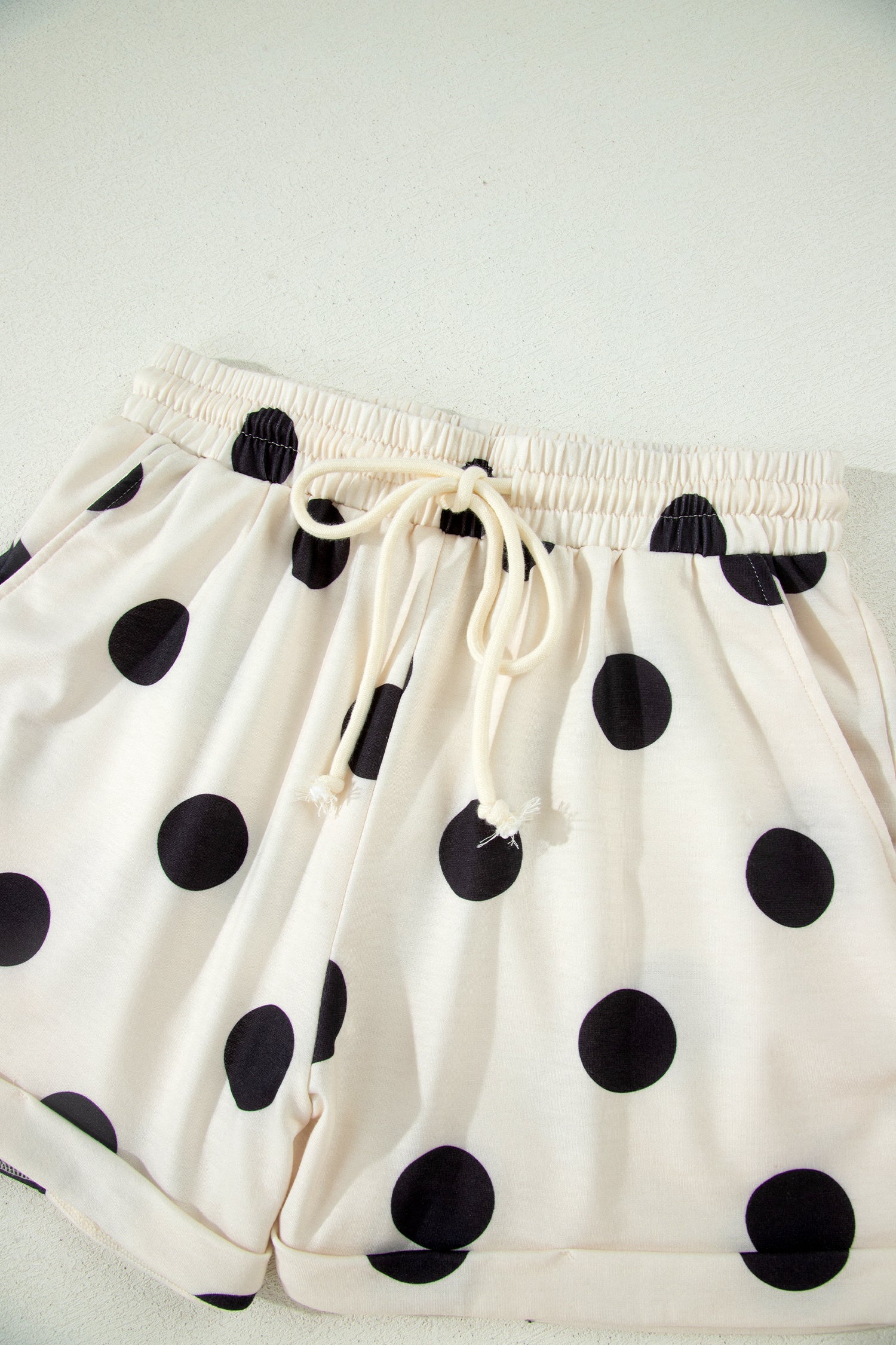 Polka Dot V-Neck Tee & Drawstring Shorts Set