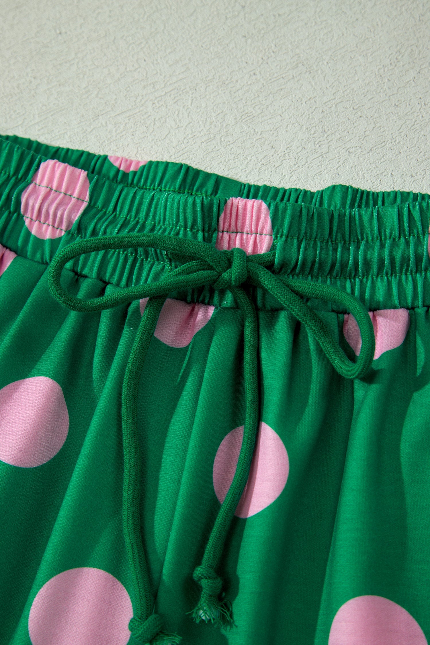 Polka Dot V-Neck Tee & Drawstring Shorts Set