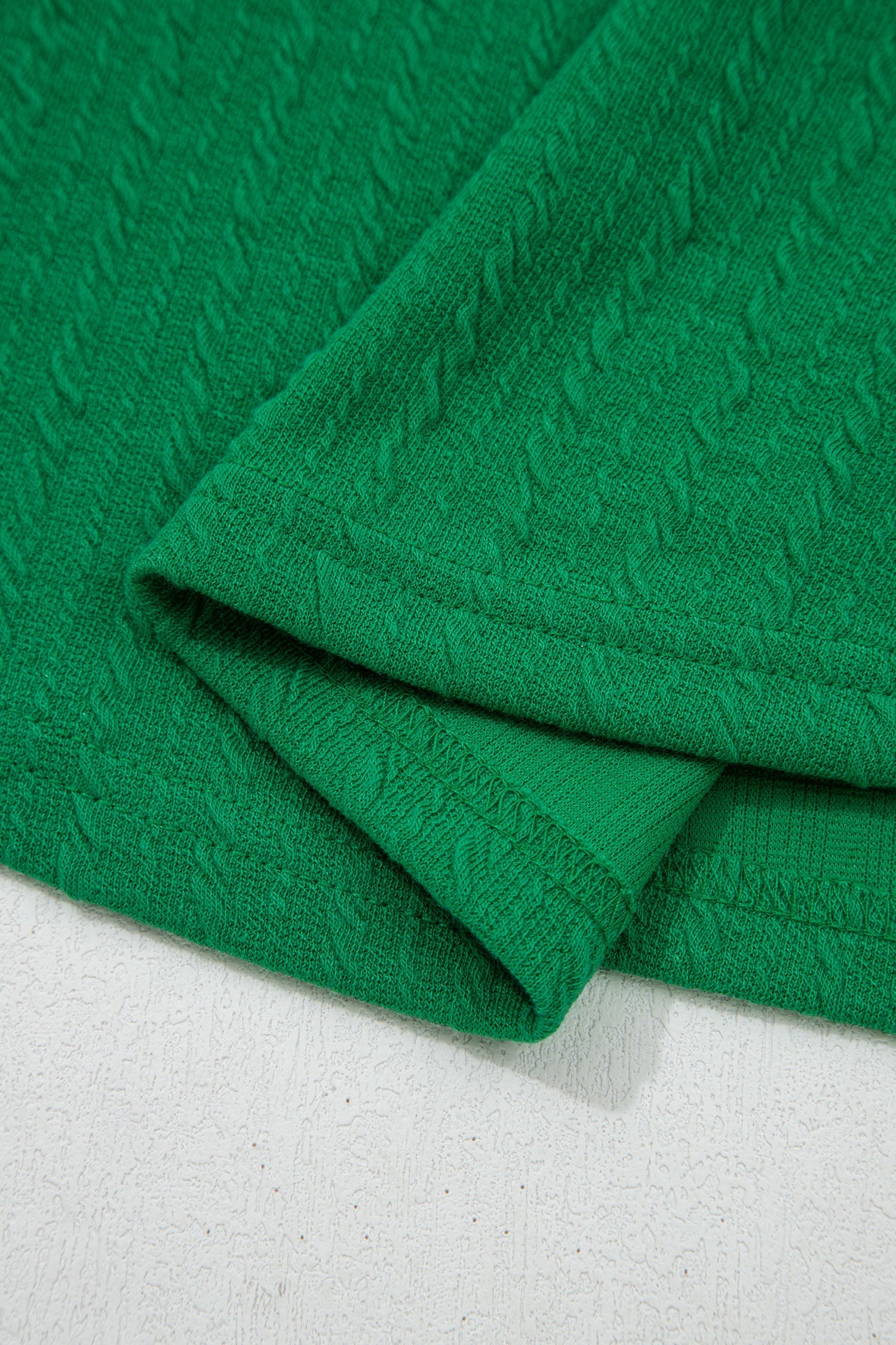 Cable Knit Textured V-Neck Short Sleeve T-Shirt