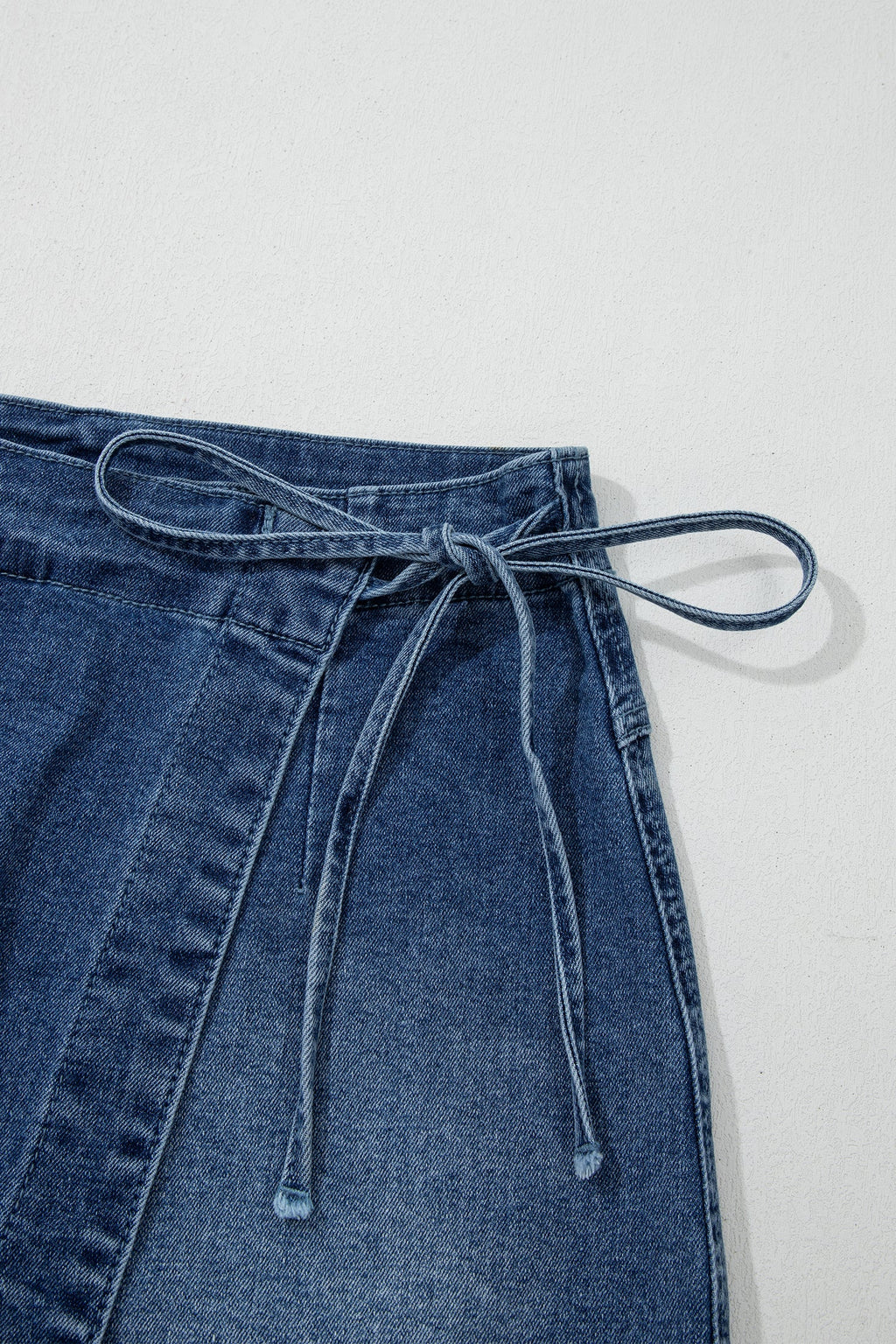 Denim Wrapped Tie Waist Skort