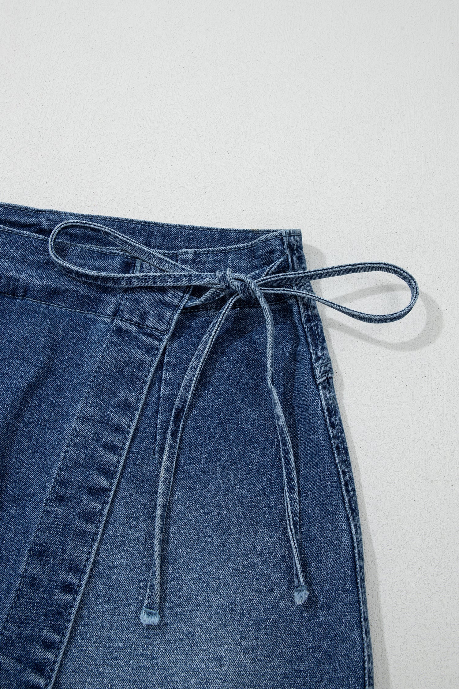 Denim Wrapped Tie Waist Skort