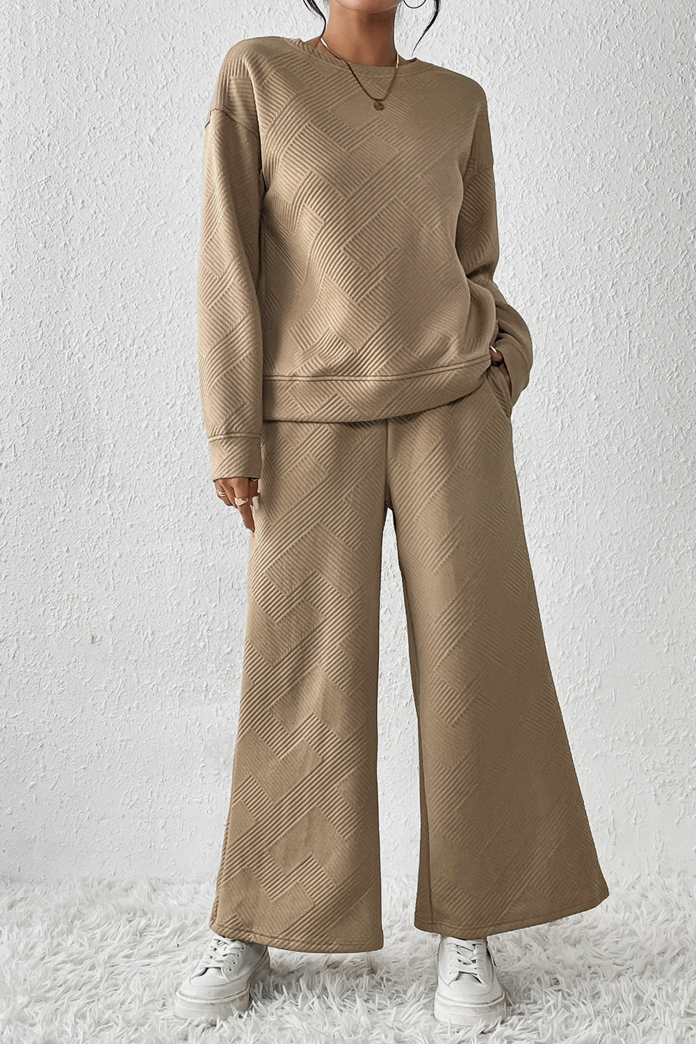 Textured Top and Pants Set