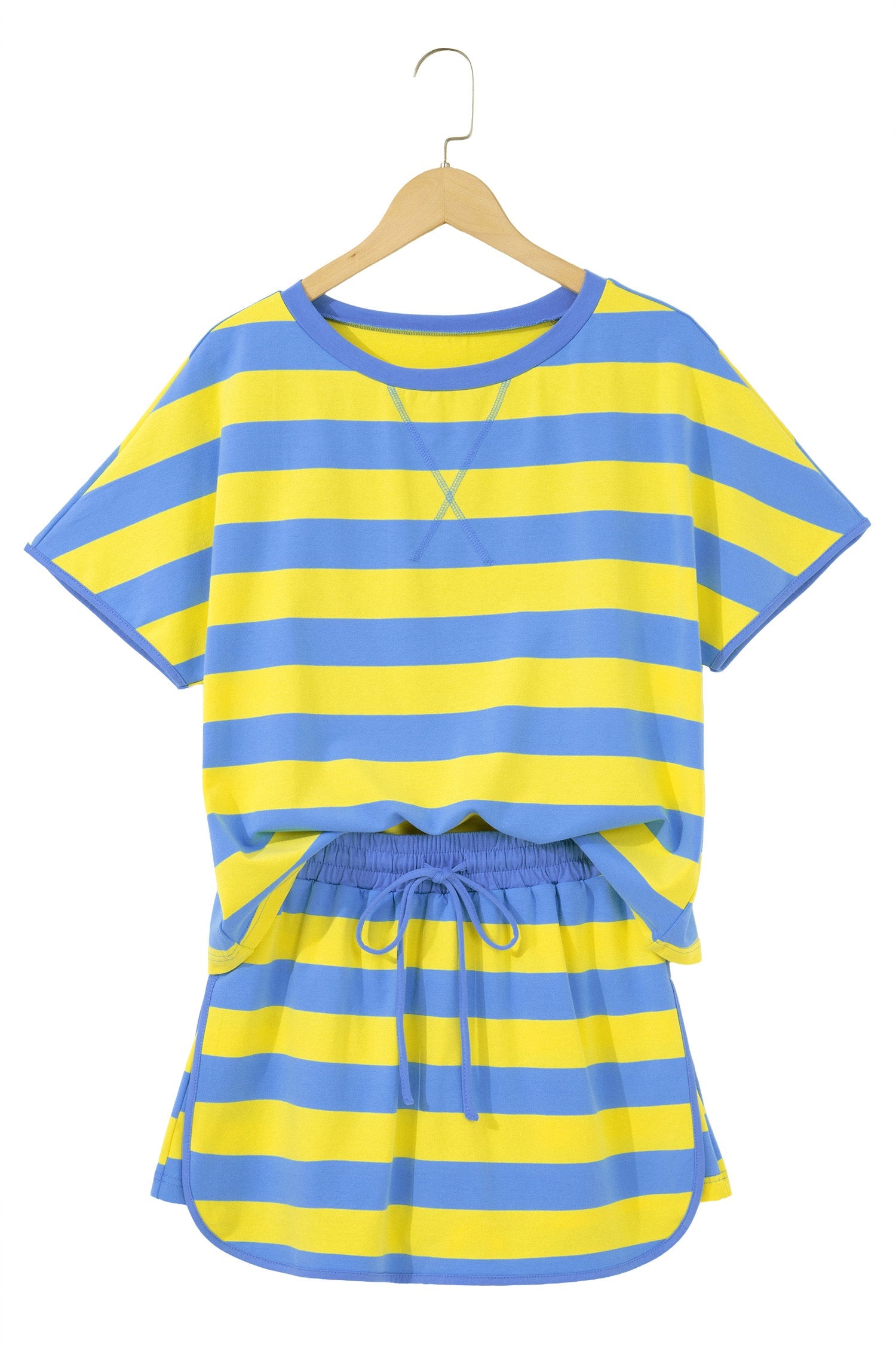 Stripe Dolman Tee & Drawstring Skort Set