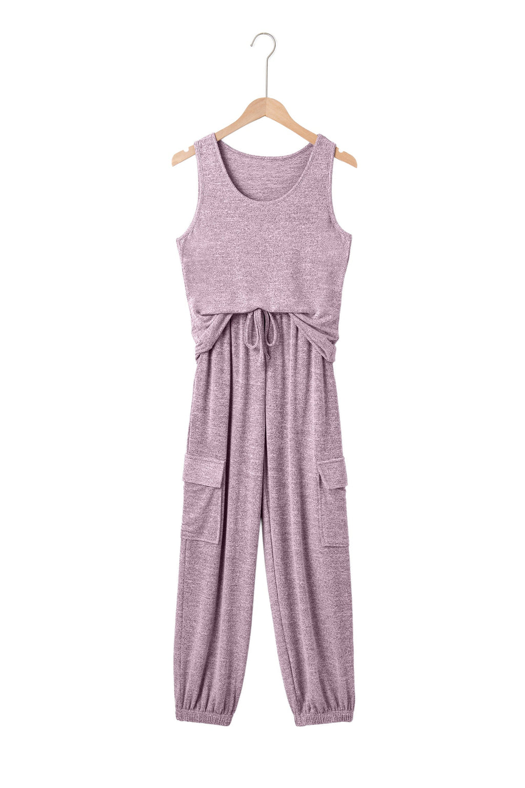 Solid Tank Top & Drawstring Jogger Pants Set