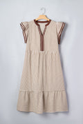 Plus Size Stripe Flutter Sleeve V-Neck Maxi Dress
