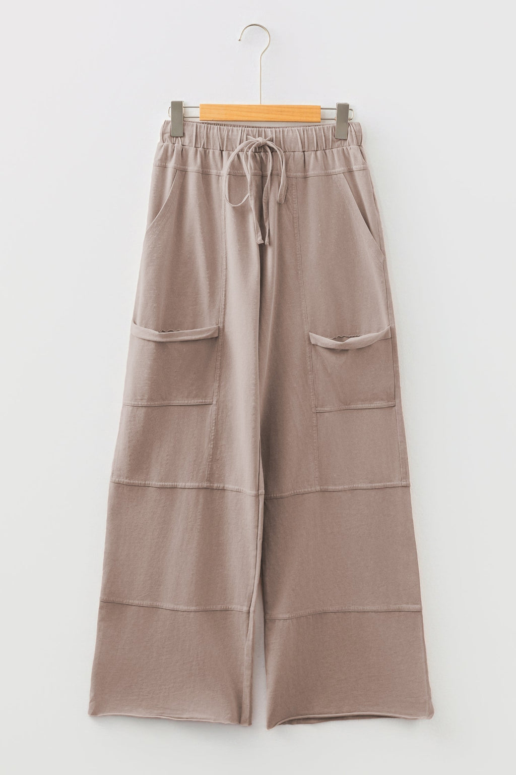 Mineral Wash Reverse Seam Drawstring Elastic Waist Pants