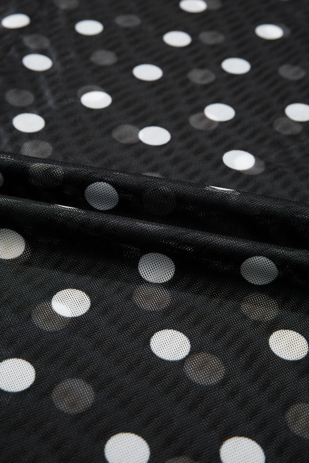 Polka Dot Sheer Mesh High Neck Tee